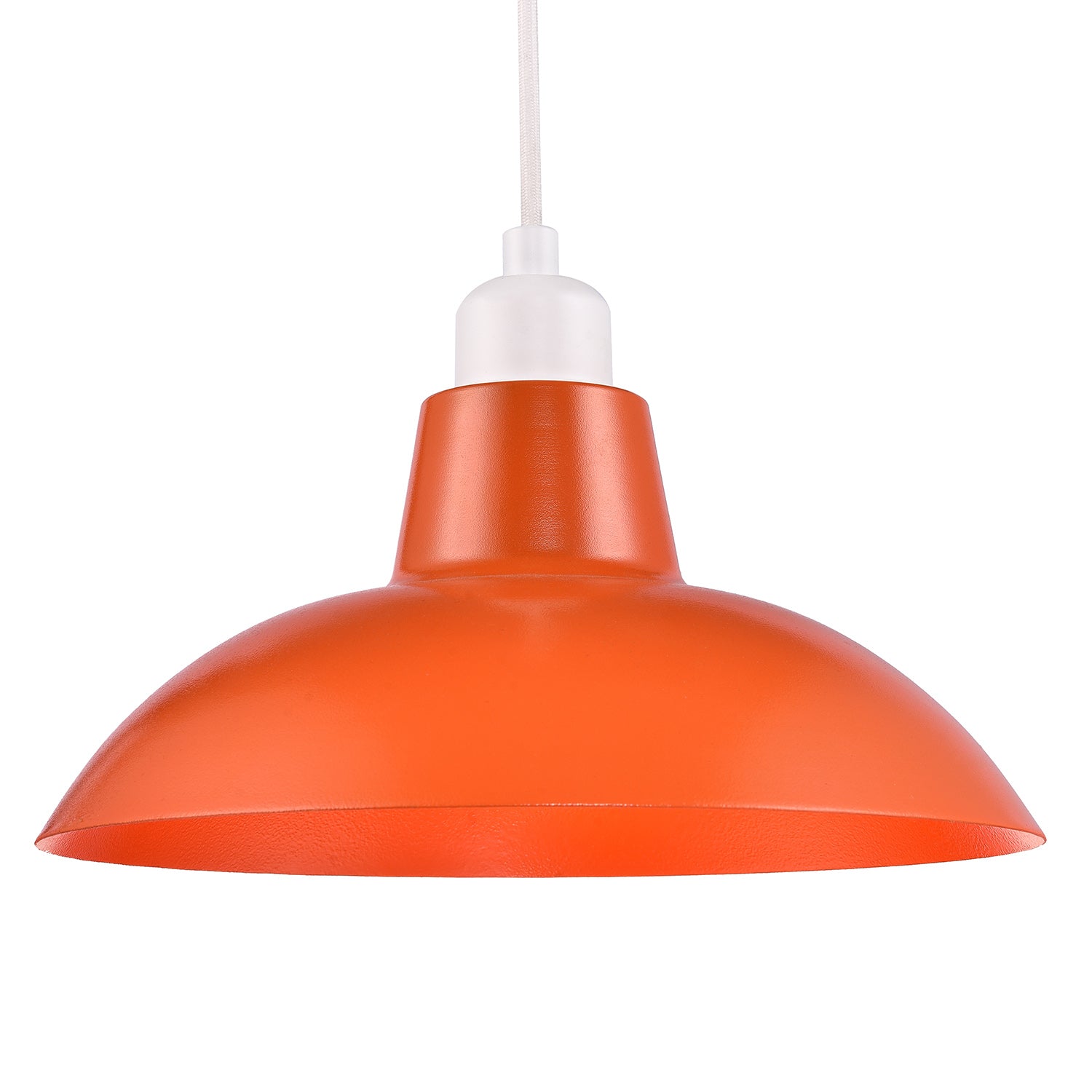 Industrial Retro Designed Matt Vibrant Orange Curved Metal Ceiling Pendant Shade Image 1