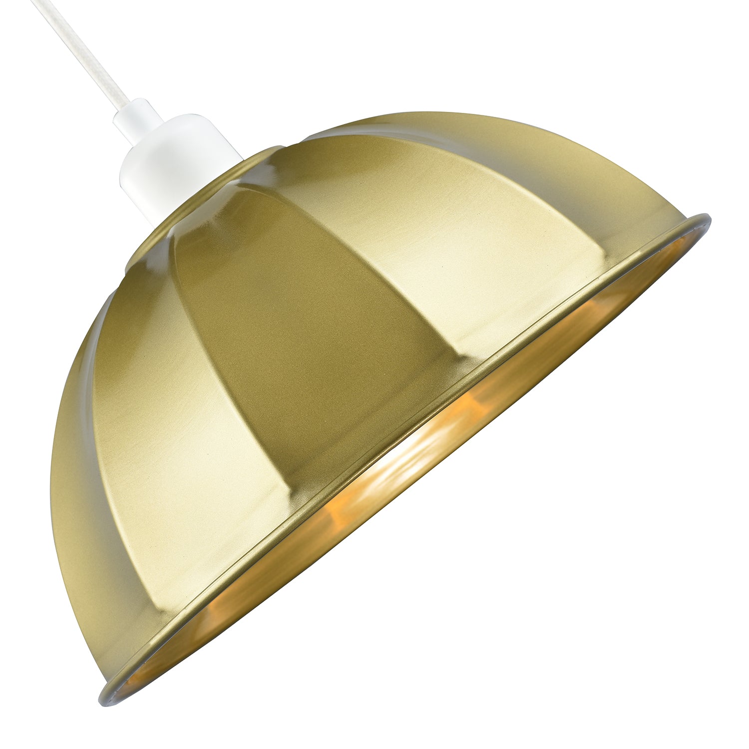 Modern Satin Gold Pendant Lighting Shade with Domed Shape and Outer Trim Lip Image 3