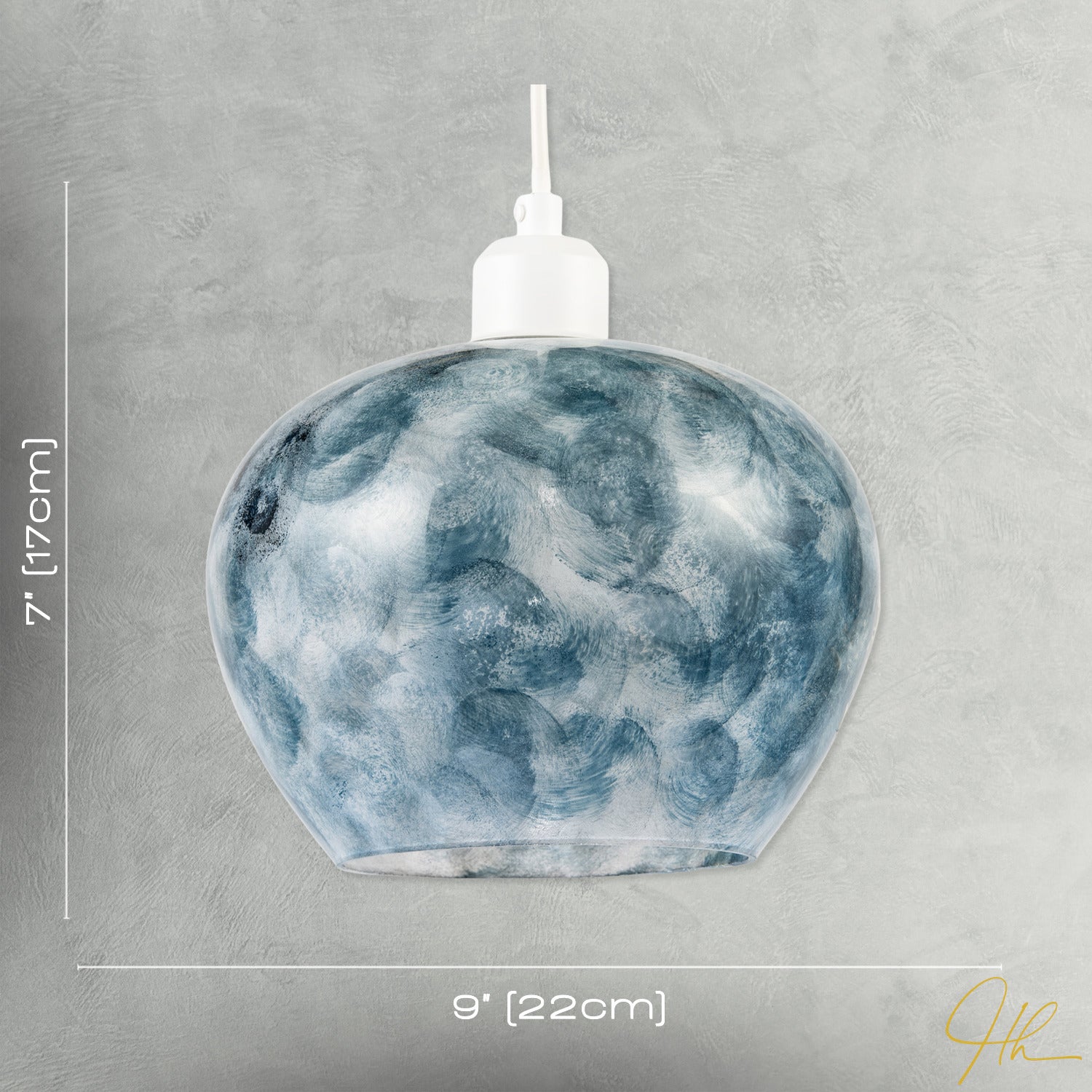 Chic Steel Blue and Silver Glass Pendant Shade with Swirl Brush Style Image 7