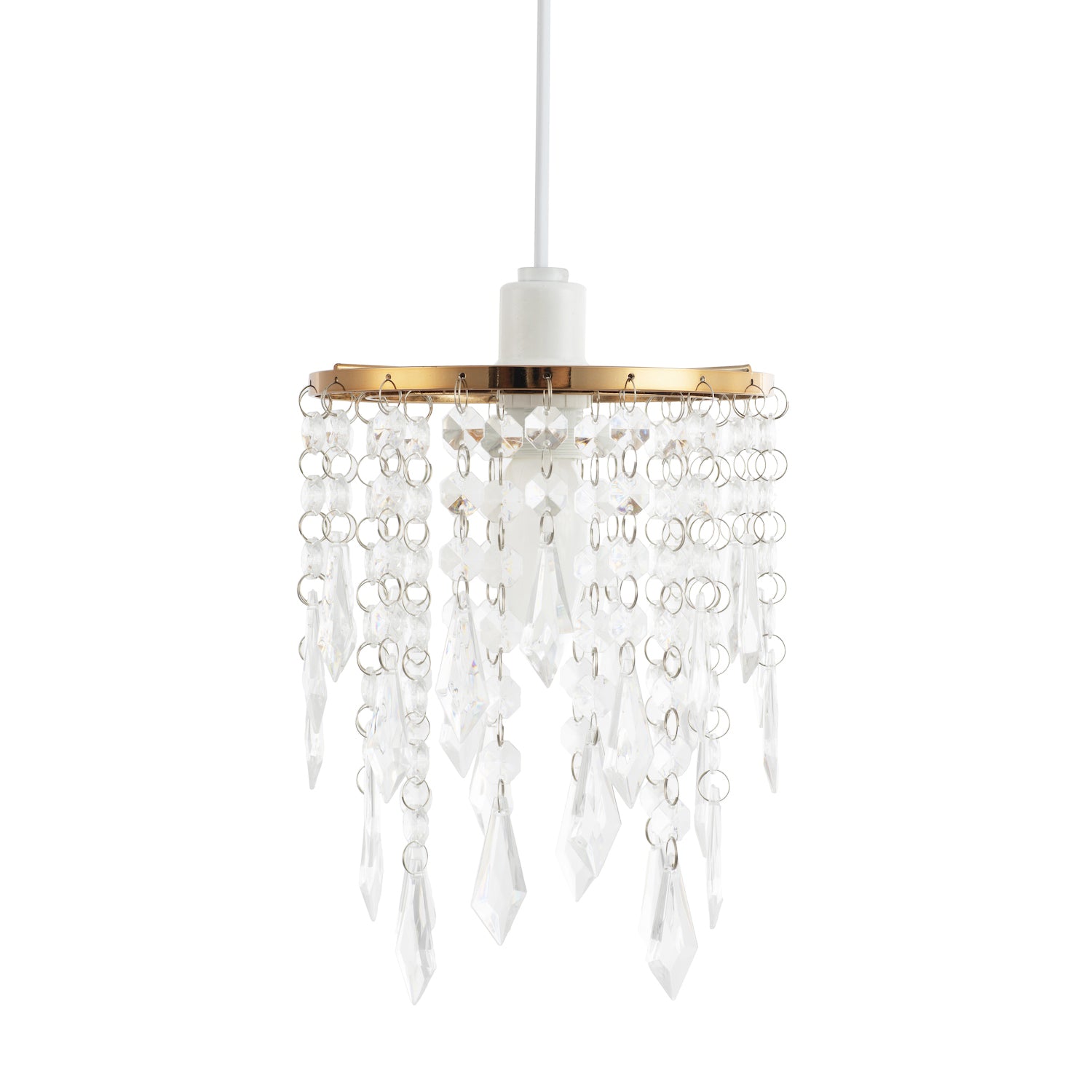 Modern Waterfall Design Gold Pendant Shade with Clear Acrylic Droplets and Beads Image 2