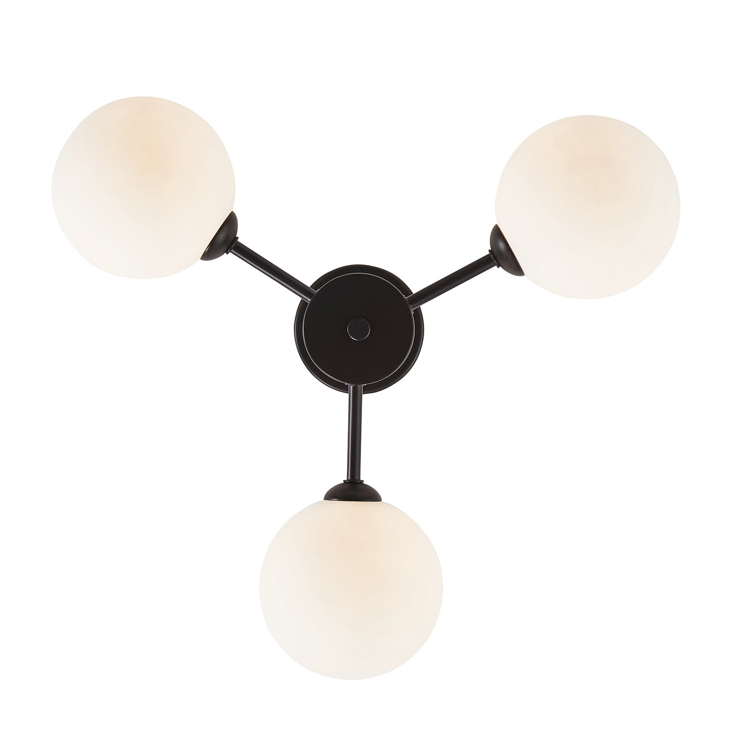 Contemporary Chic Matte Black Ceiling Light with Opal White Globe Glass Shades Image 5