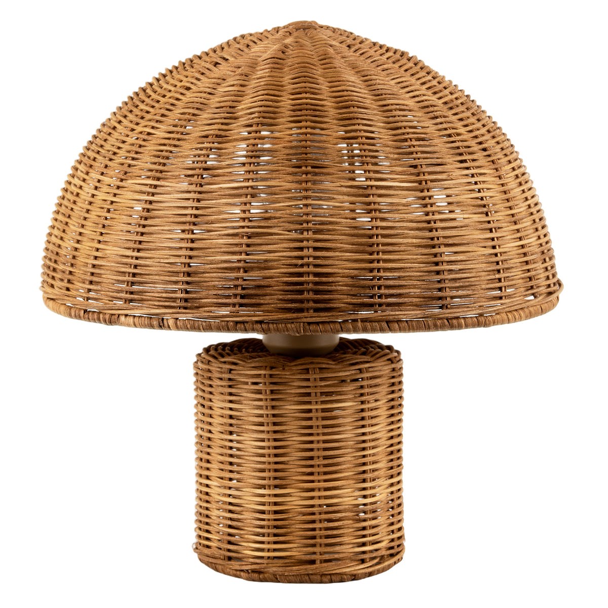 Stylish Natural Rattan Mushroom Table Lamp with Woven Domed Shade Image 1
