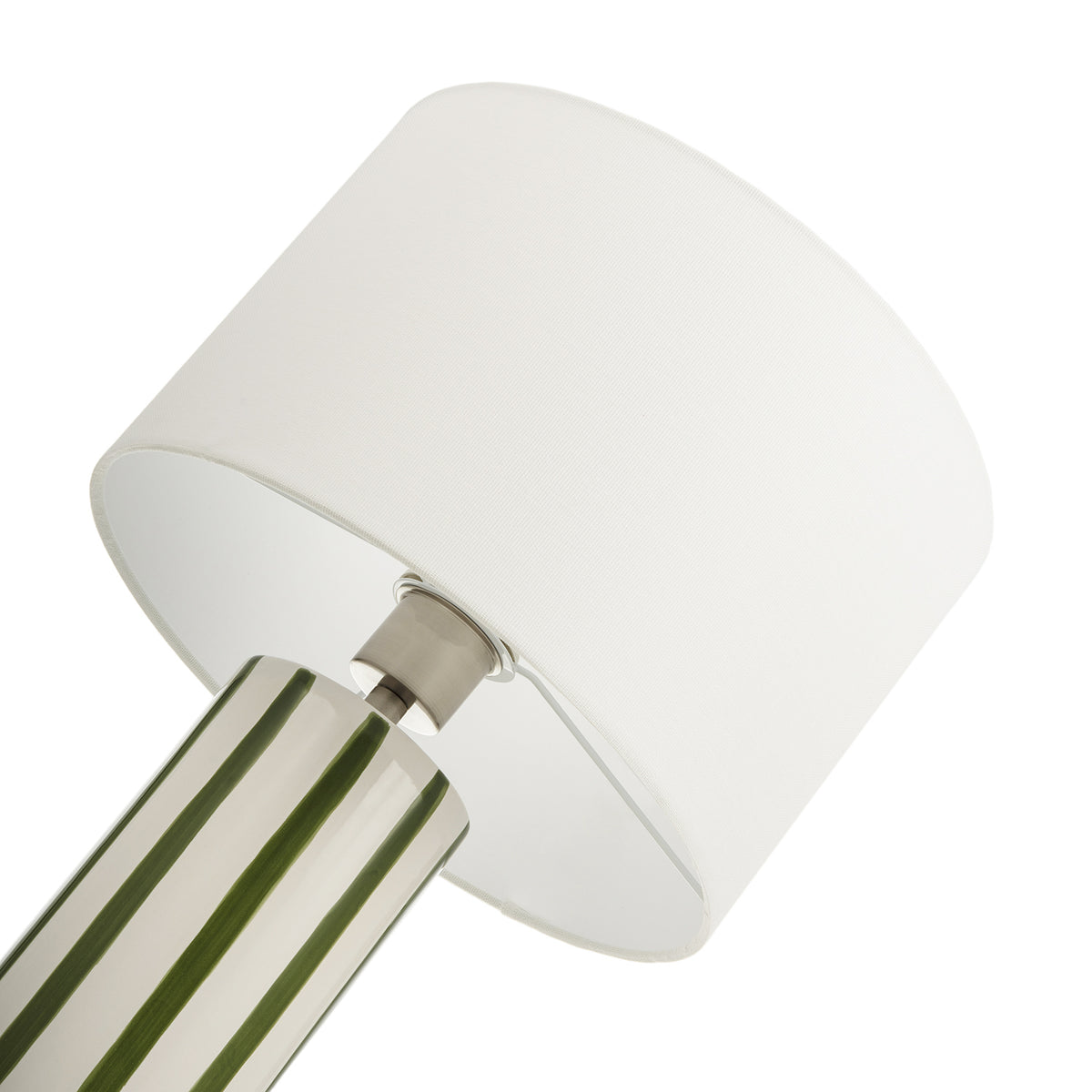 Smart Ceramic Table Lamp with Hand Painted Olive Green Stripes Image 3