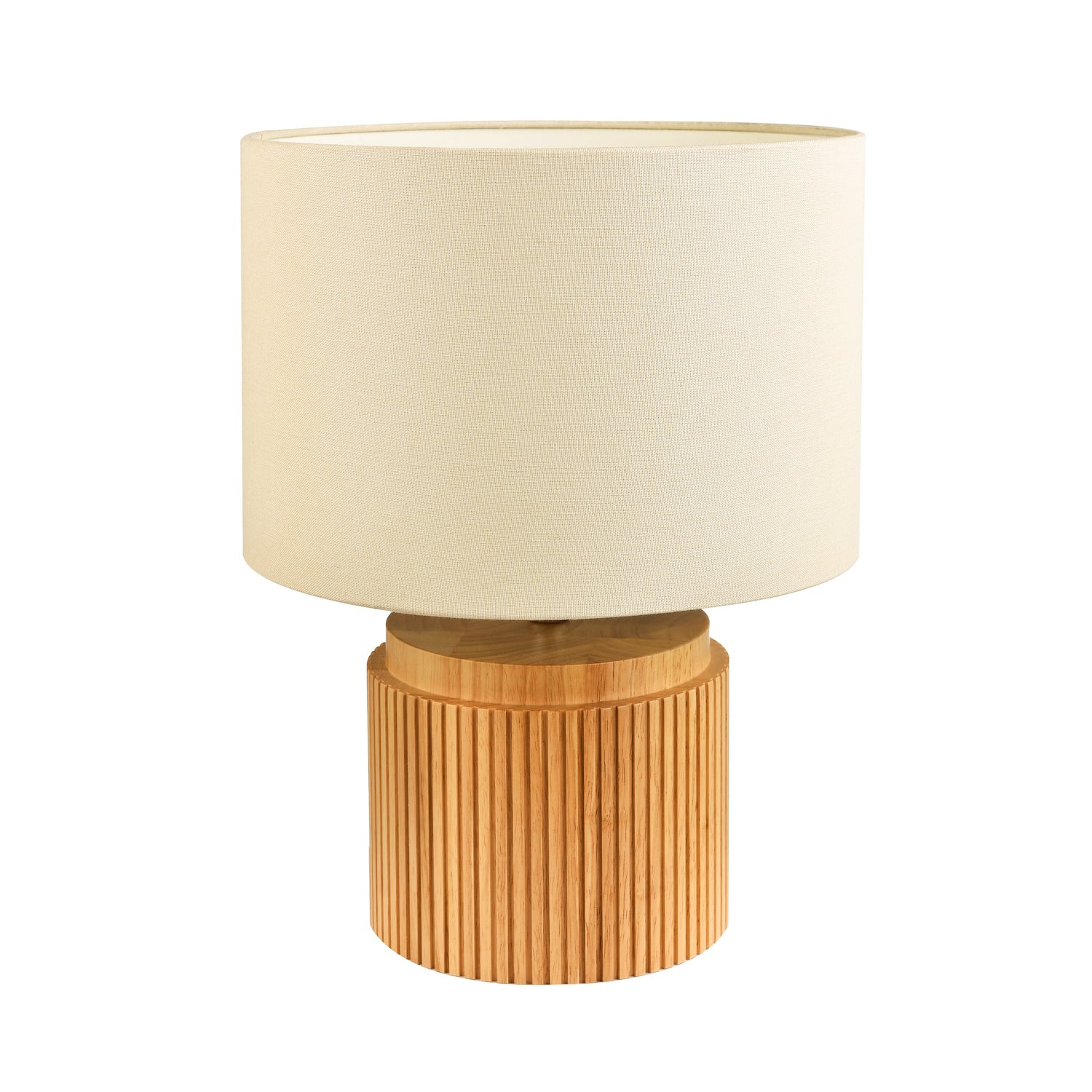 Classic and Stylish Real Wooden Table Lamp with Natural Cream Linen Fabric Shade Image 3