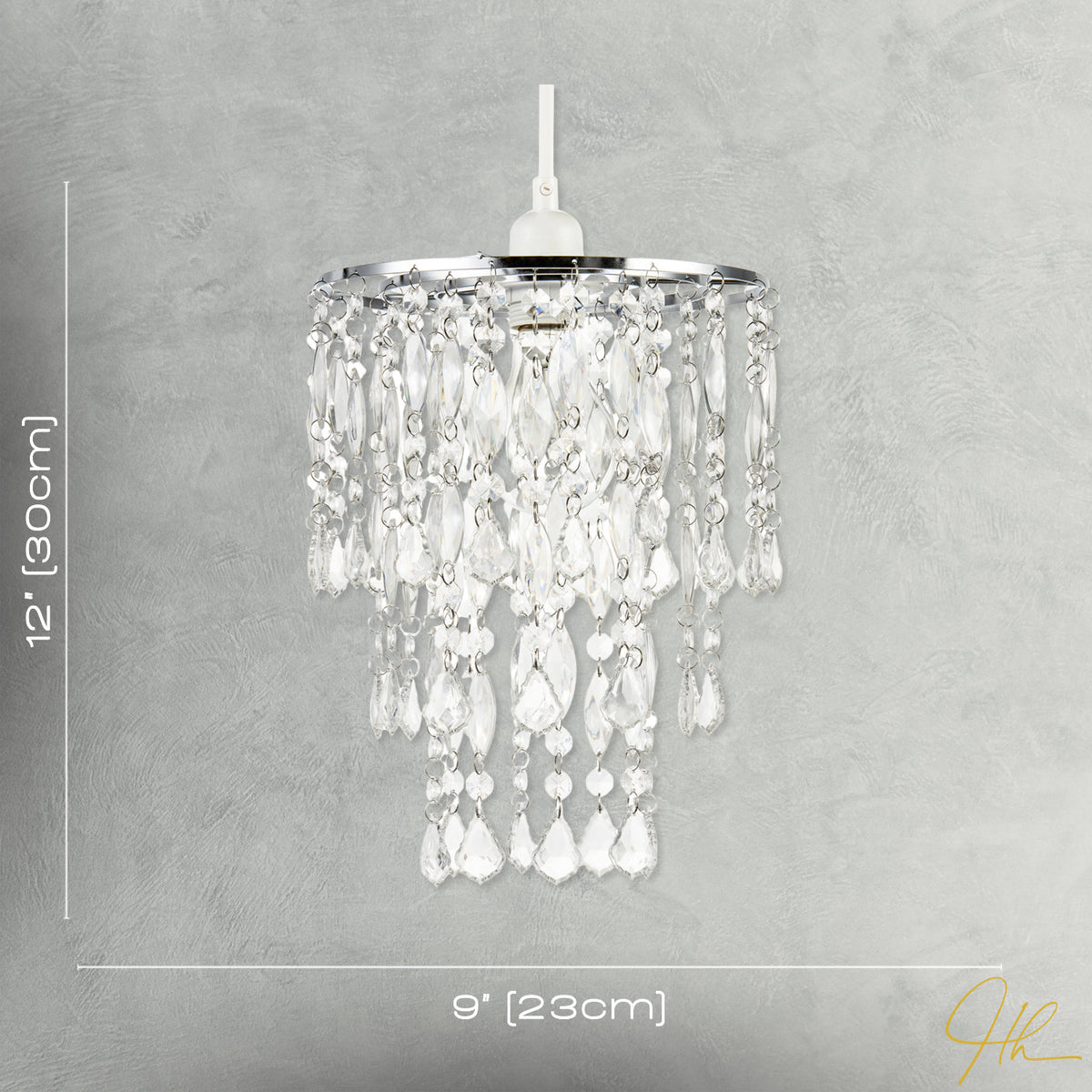 Chandelier Style Pendant Light Shade with Tiers of Clear Acrylic Drops Image 7
