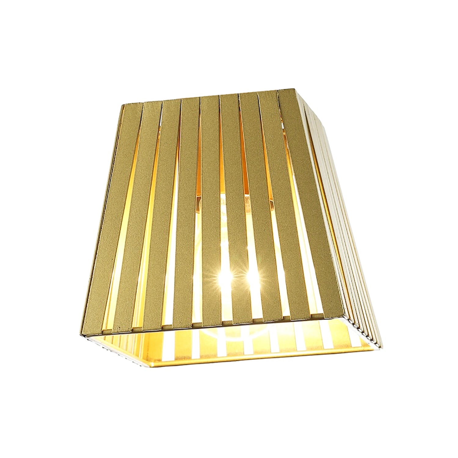 Industrial Retro Matte Gold Light Shade with Flat Metal Strips 13cm Height Image 2