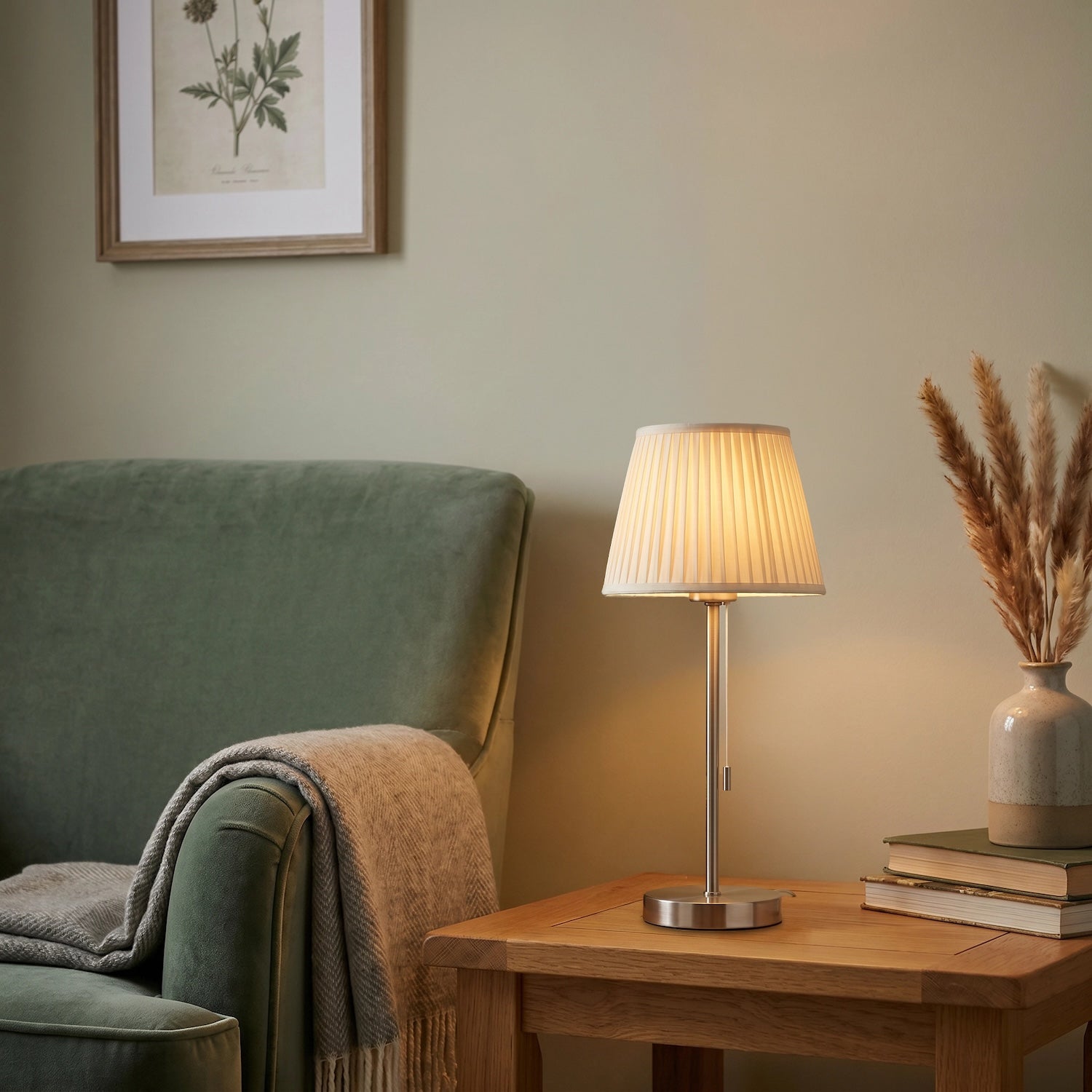 Traditional Table Lamp Base in Satin Nickel with Pull Cord Switch Image 6