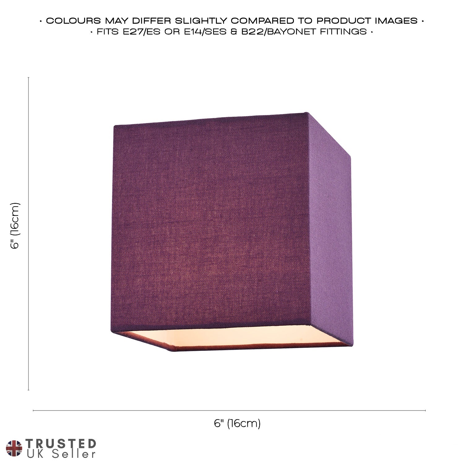 Contemporary and Stylish Vivid Purple Linen Fabric Square 16cm Lamp Shade Image 6