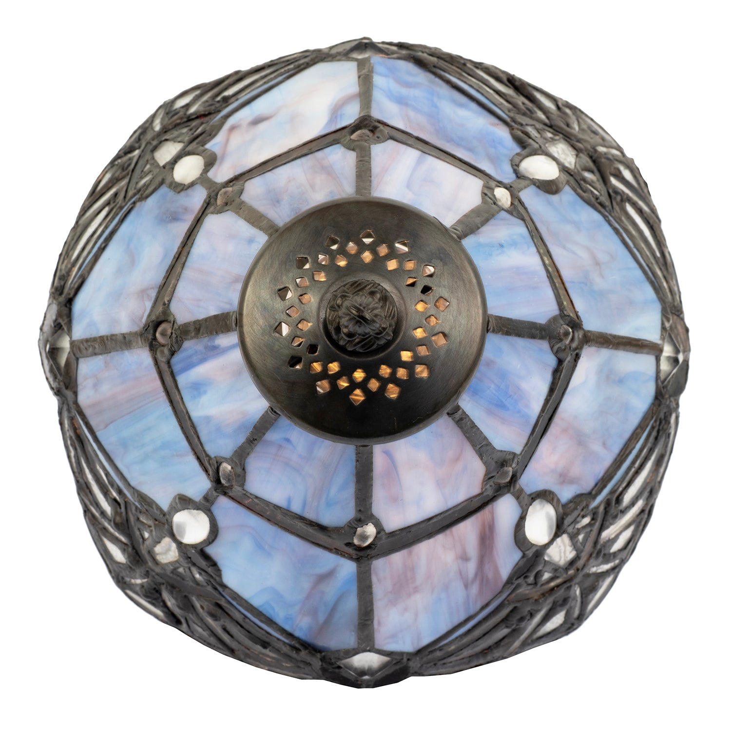 Quirky and Petite Purple Stained Glass Tiffany Lamp with Clear Beads Image 5