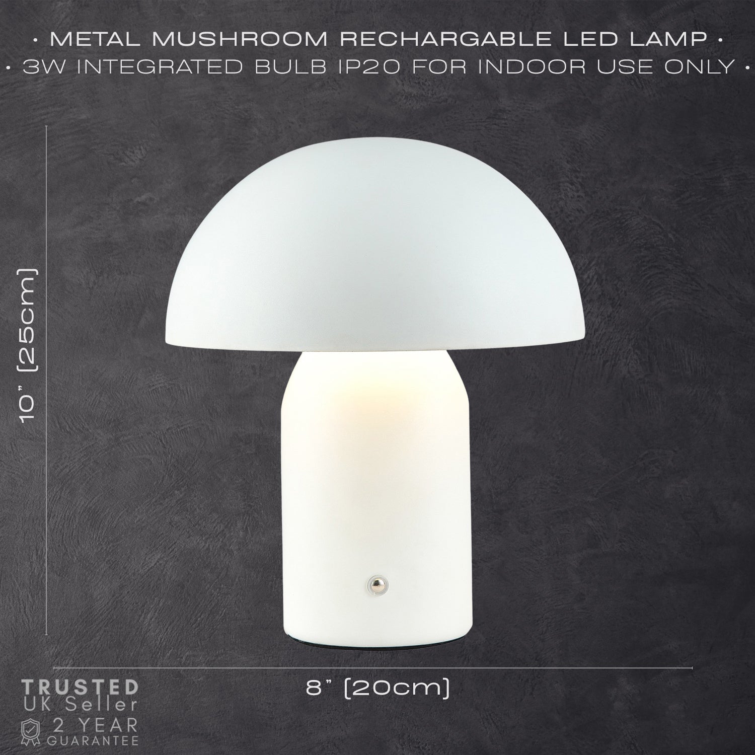 Modern Rechargeable Mushroom Table Lamp in Mat White with Touch Dimmer Button Image 7