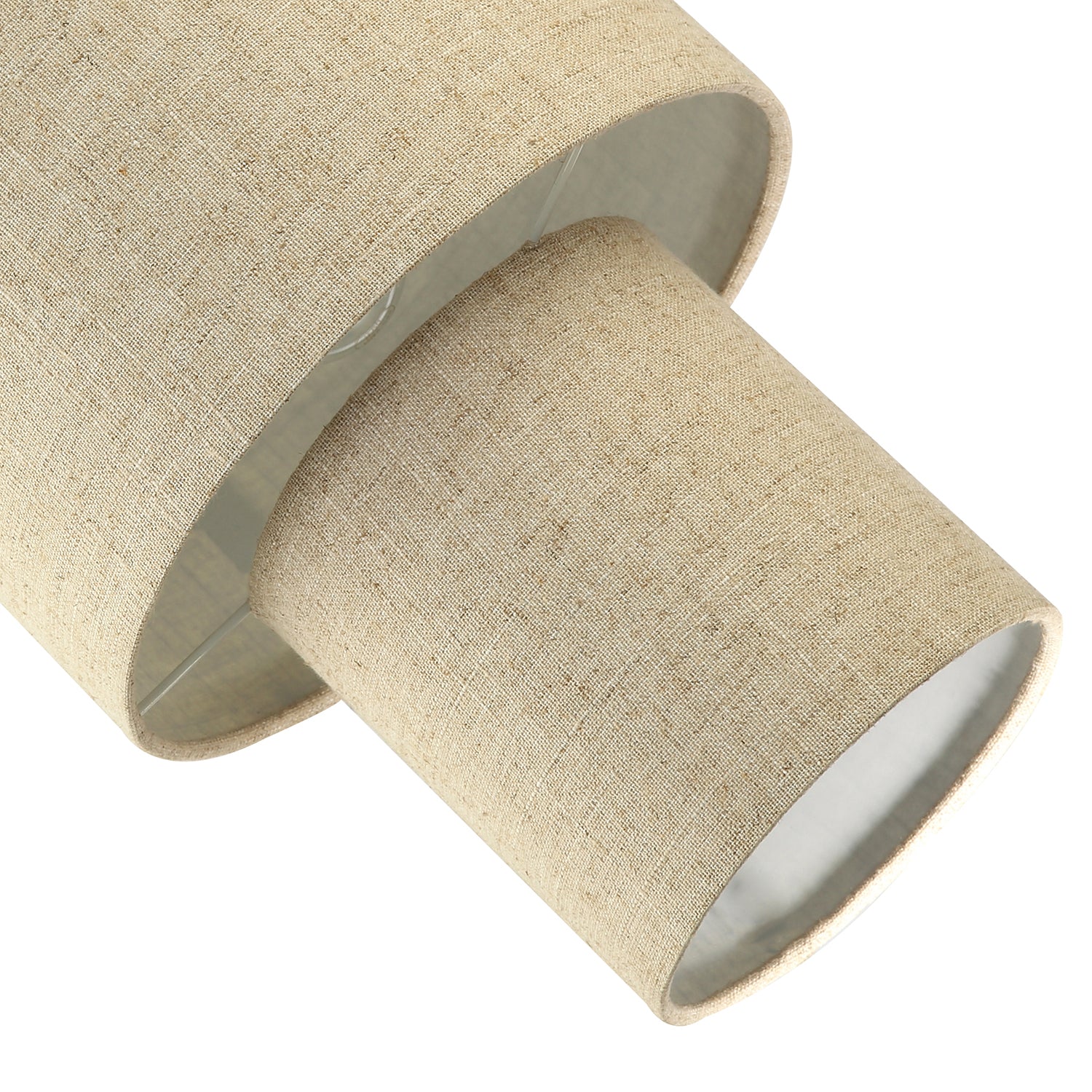 Designer Natural Oatmeal Beige Linen Triple Level Pendant Light Shade Image 5