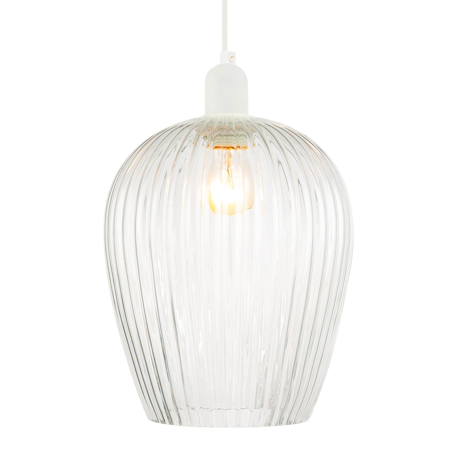 Modern Transparent Mini Line Ribbed Glass Pendant Ceiling Lamp Shade Image 2