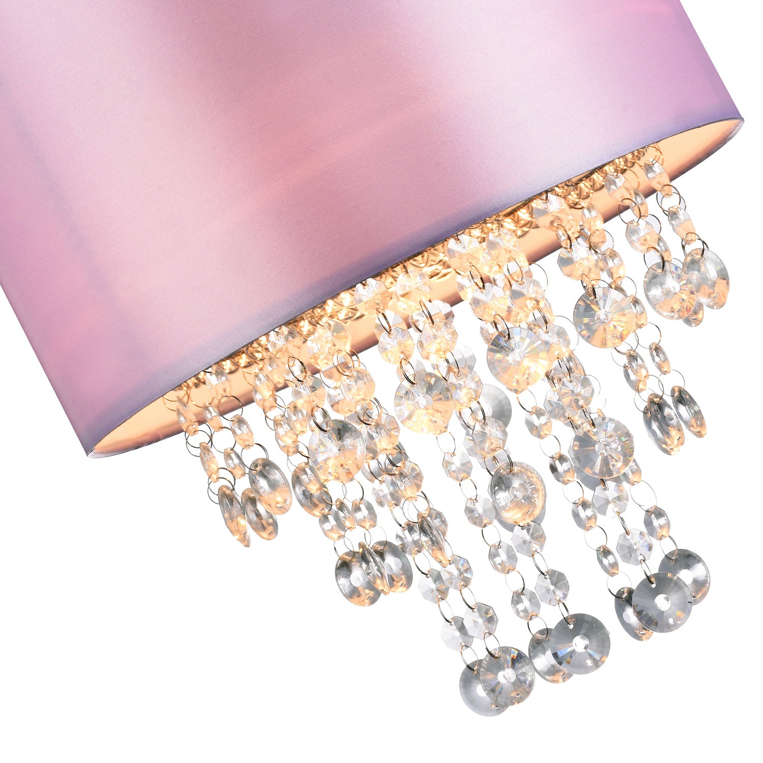 Modern Lilac Satin Fabric Pendant Light Shade with Transparent Acrylic Droplets Image 5