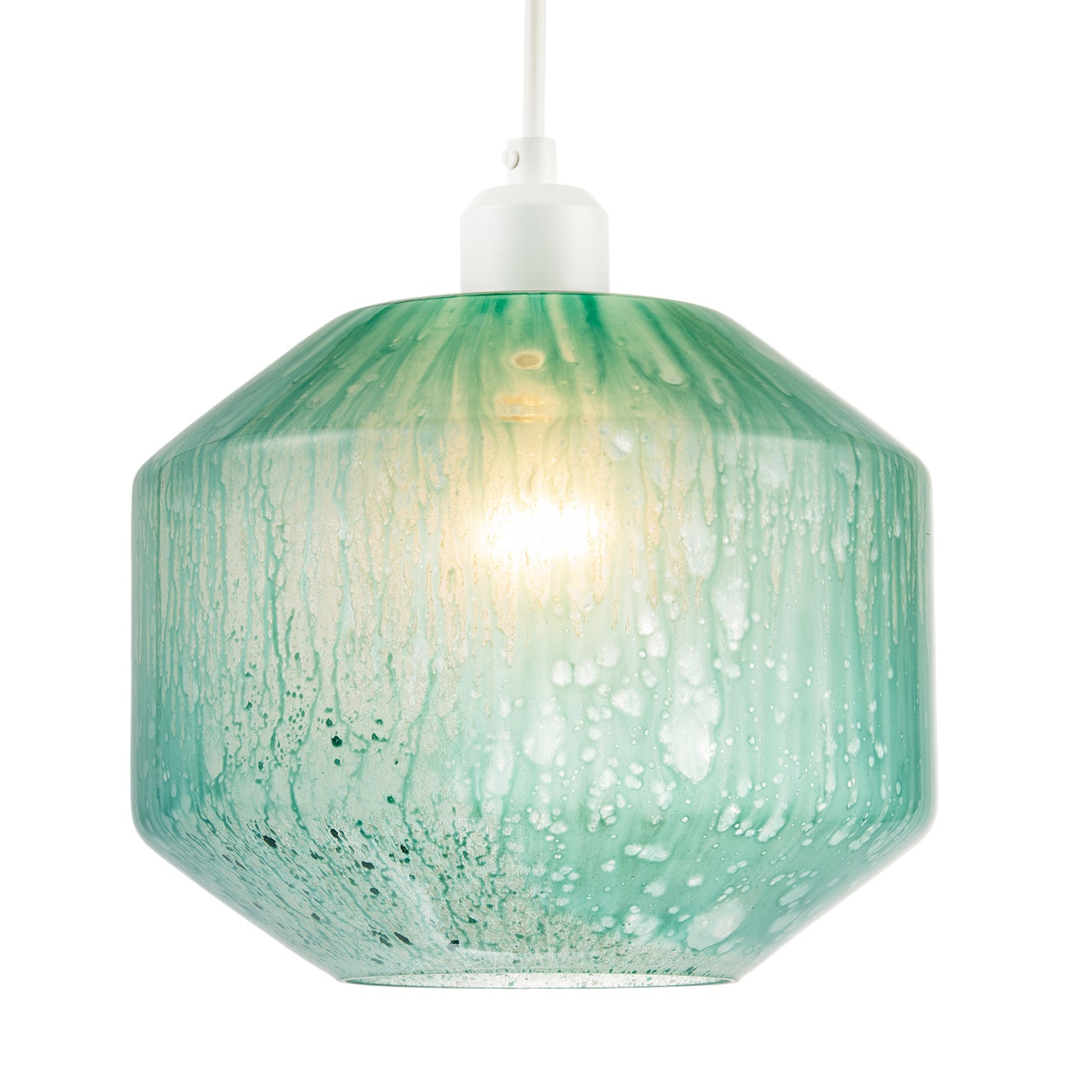 Modern Aqua Teal Reactive Mottled Glass Pendant Ceiling Light Shade Image 2