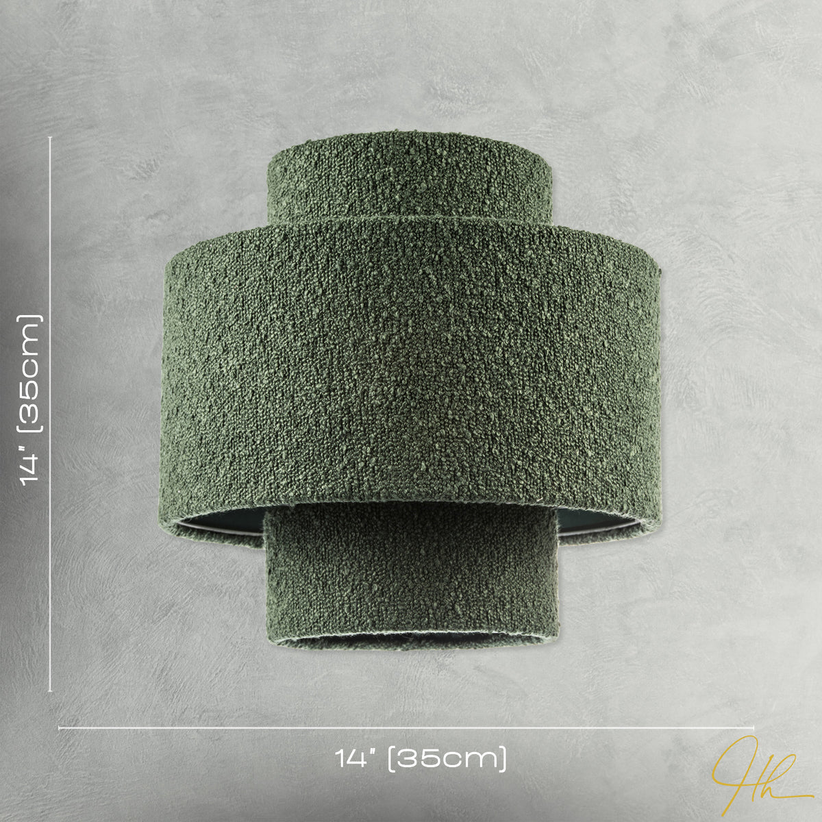 Modern Tiered Pendant Shade in Luxurious Forest Green Boucle Fabric Image 7