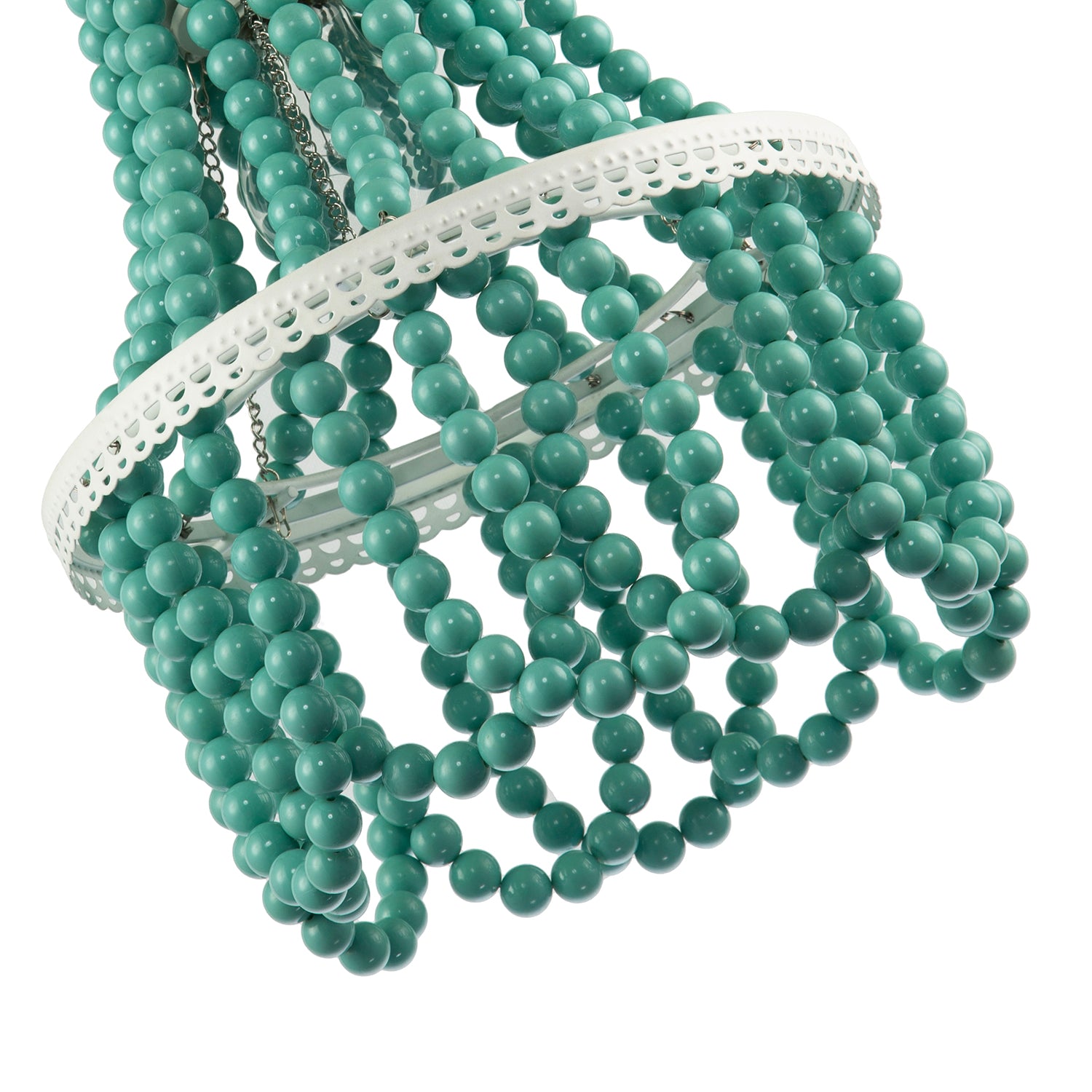 Shabby Chic Ornate Chandelier Pendant Shade with Round Duck Egg Pearls Image 5