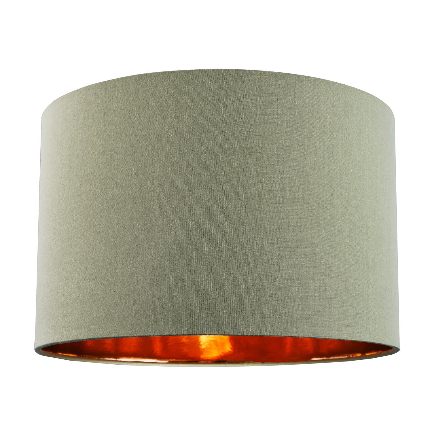 Contemporary Olive Cotton 12" Table/Pendant Lamp Shade with Shiny Copper Inner Image 1