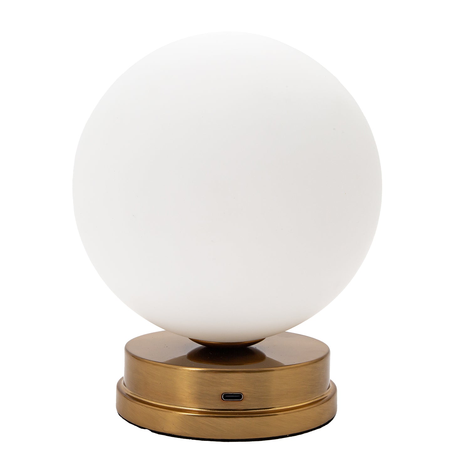 Modern Gold Rechargeable Touch Dimmable Table Lamp with White Glass Globe Shade Image 8