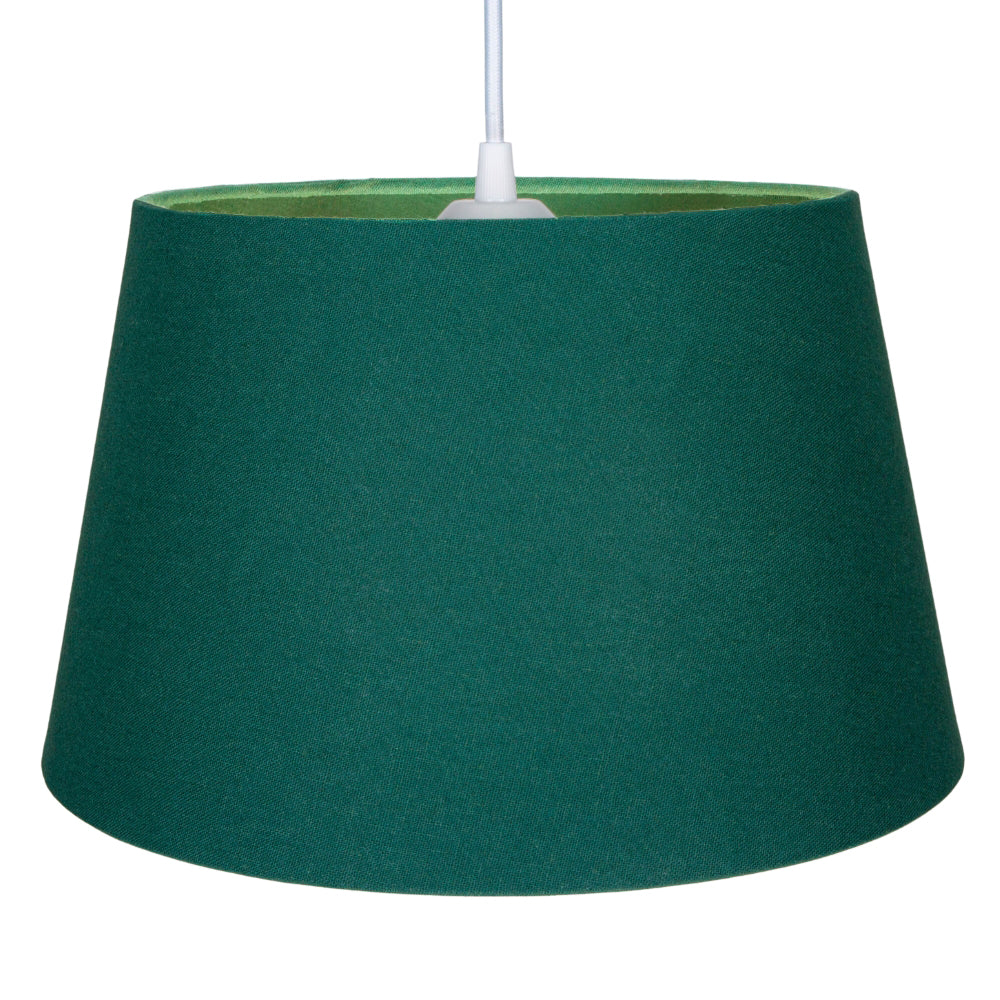 Traditional 30cm Forest Green Linen Fabric Drum Table/Pendant Shade 60w Maximum Image 2