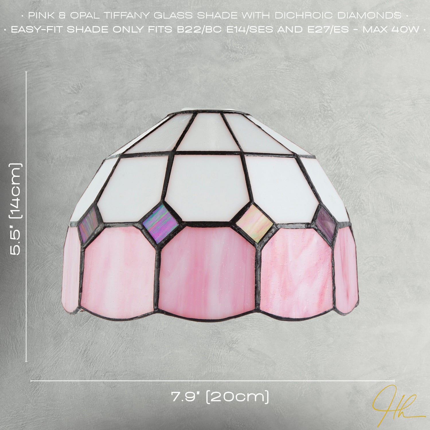 Traditional Soft Pink and Opal White Tiffany Glass Pendant Light Shade Image 7
