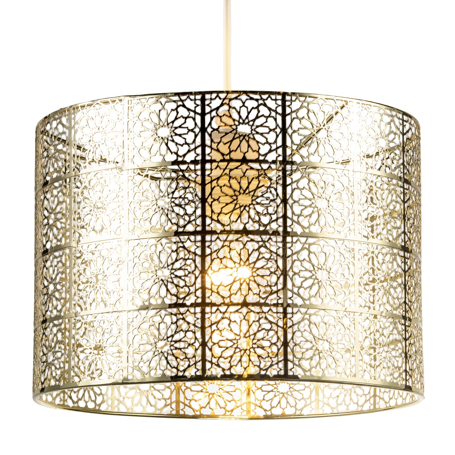 Moroccan Inspired Ceiling Pendant Light Shade in Plated Gold Finish Image 2