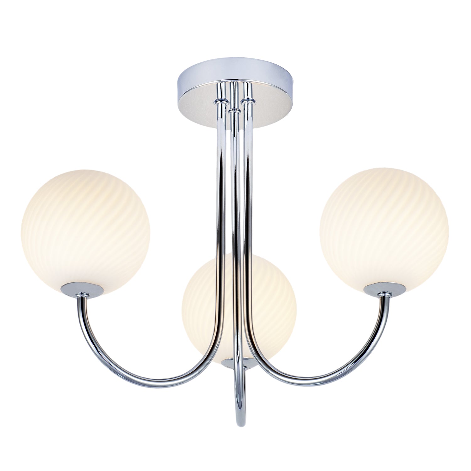 Modern Polished Chrome Plated Ceiling Light Fitting with Swirl Glass Image 4