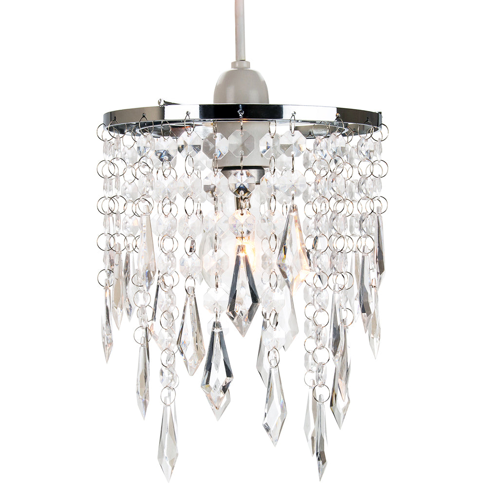 Modern Waterfall Design Pendant Shade with Clear Acrylic Droplets and Beads Image 1