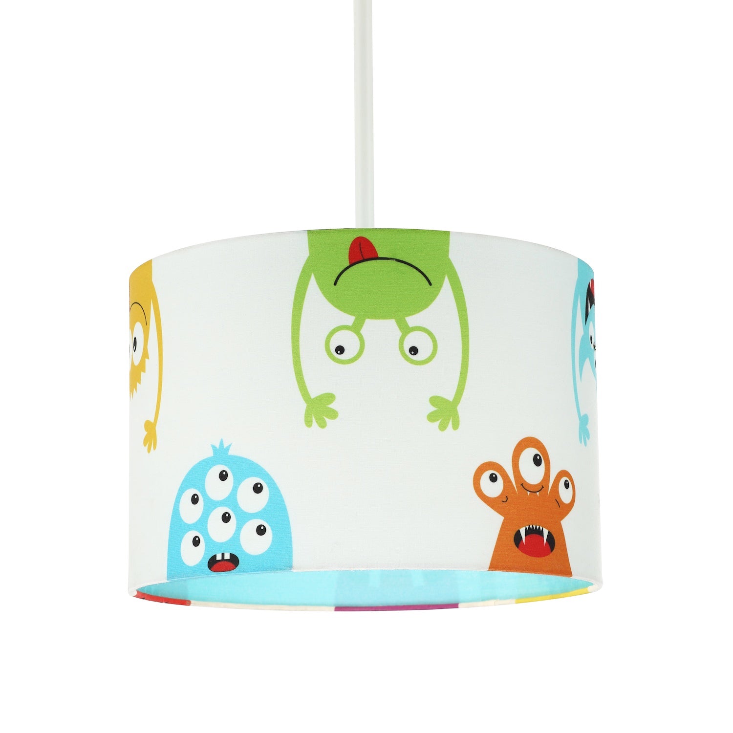 Funny Monsters Kid's Lamp Shade with Sky Blue Inner and Multi Colour Monsters Image 3