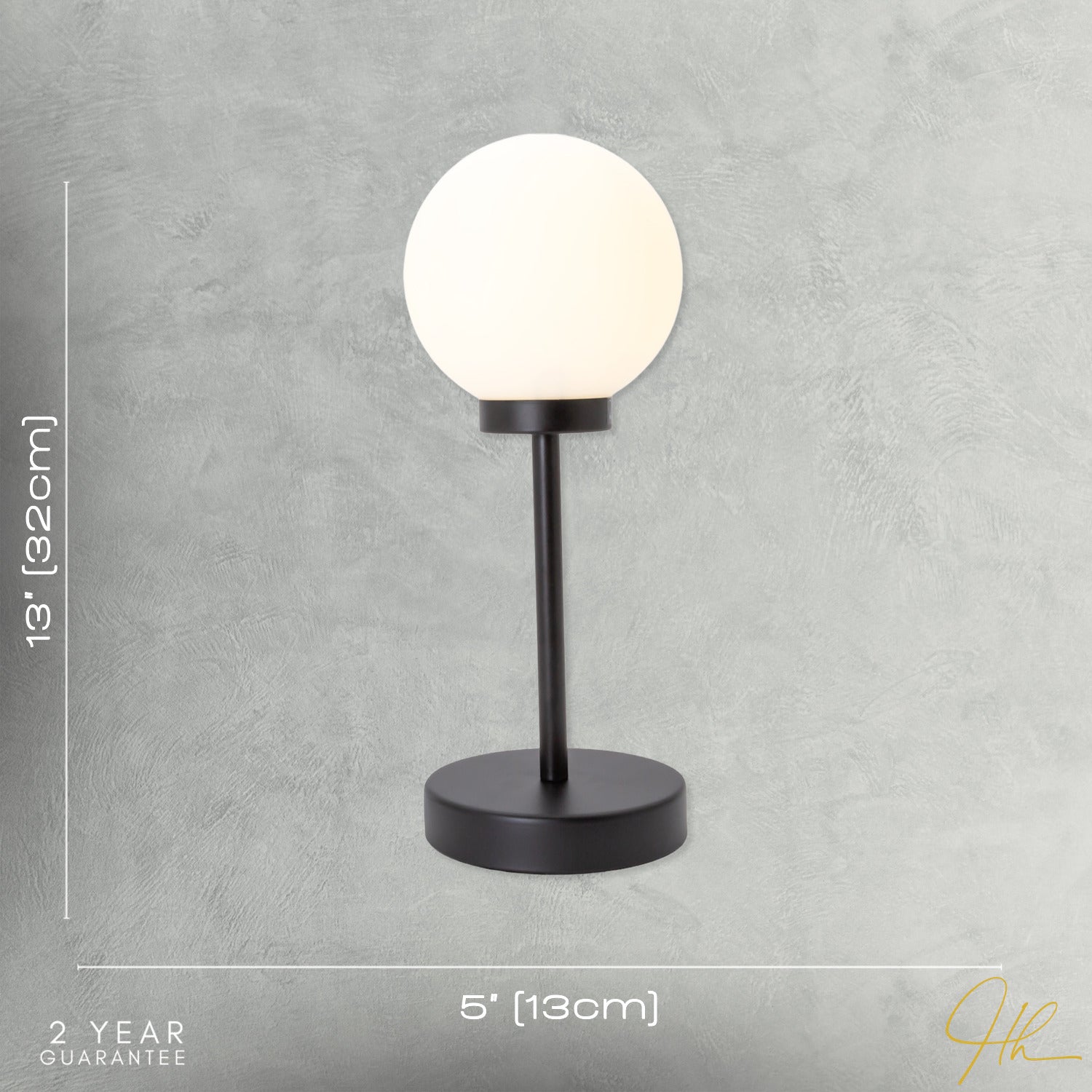 Modern Opal White Glass Globe Table Lamp with Tall Matte Black Stem Image 7
