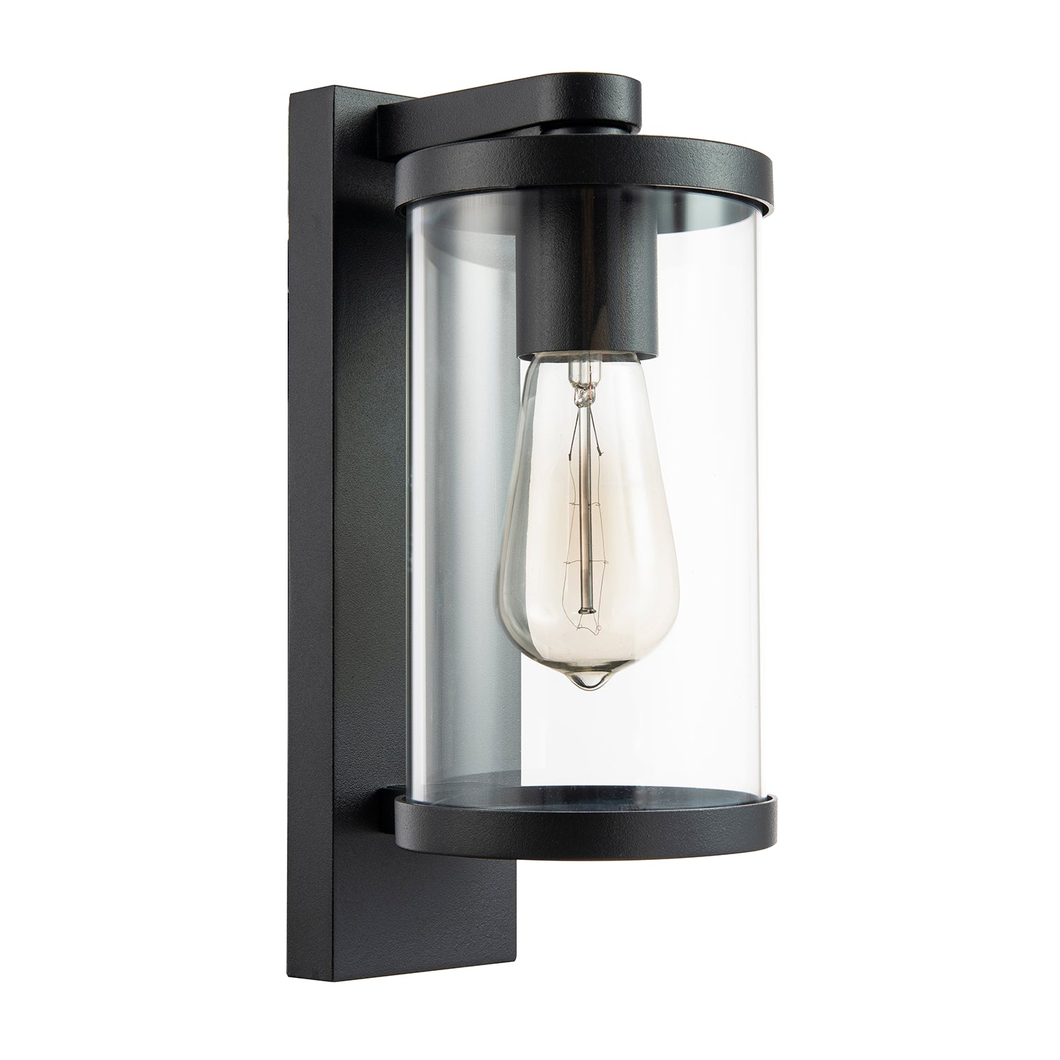 Contemporary Chic Matte Black Garden Wall Light with Clear Polycarbonate Shade Image 2