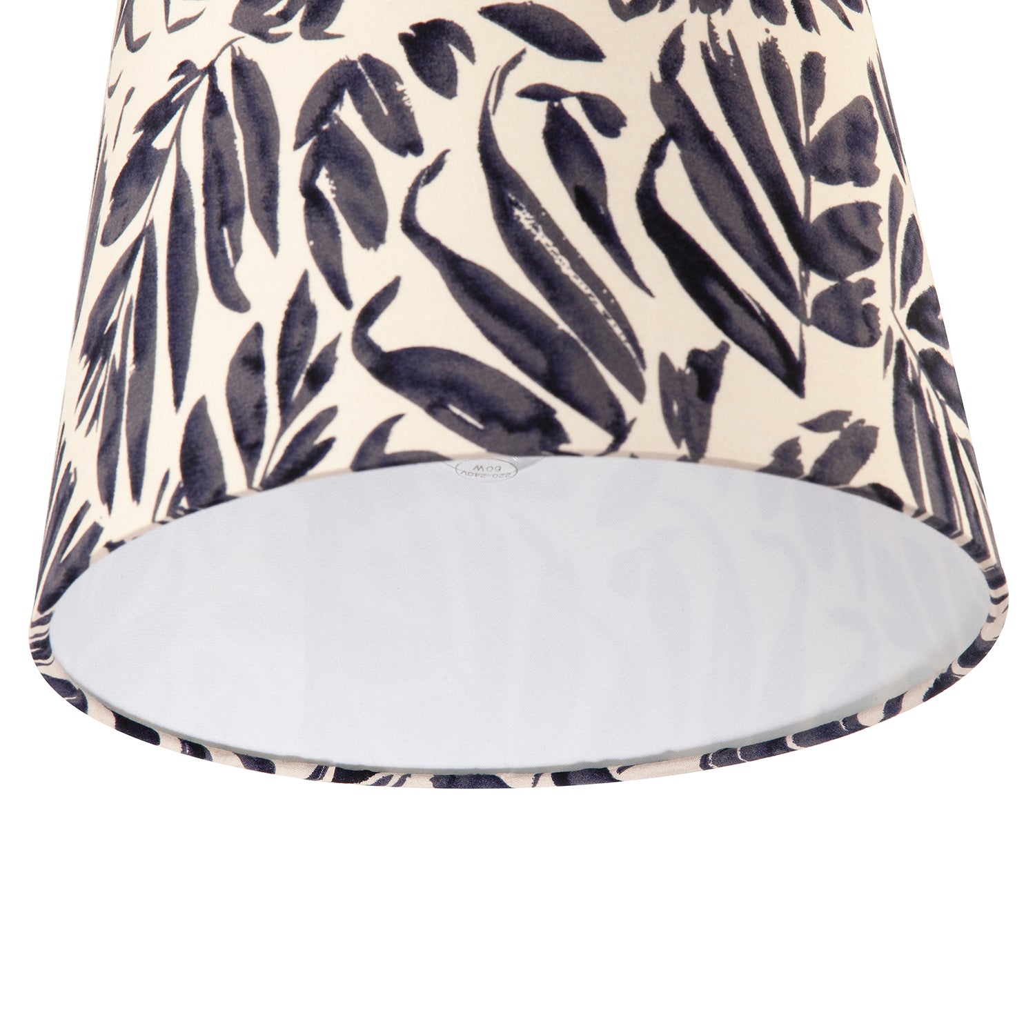 Midnight Blue Palm Leaf Themed 25cm Drum Lampshade with Fabric Lining Image 5