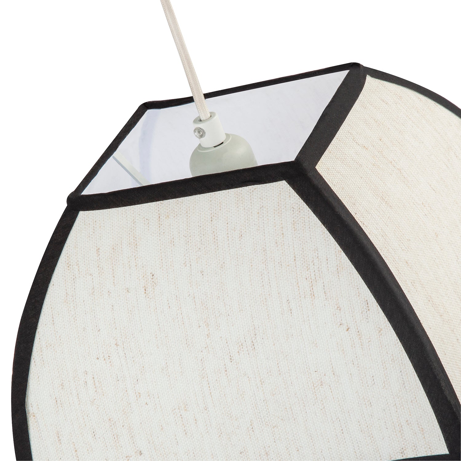 Vintage Victorian Square Lamp Shade in Oatmeal Linen and Black Trim Image 4