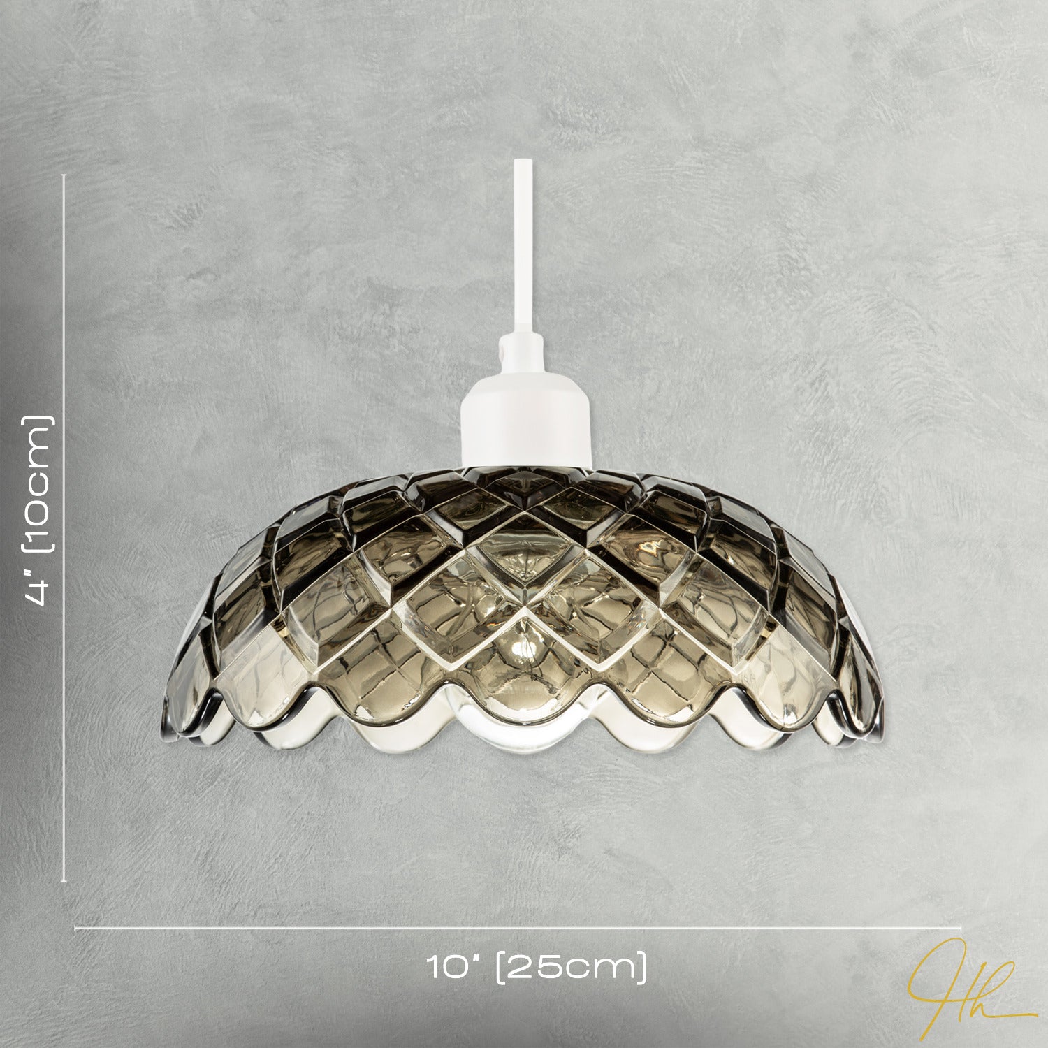 Smoked Grey Pendant Lighting Shade with Scalloped Edge Silhouette Image 7