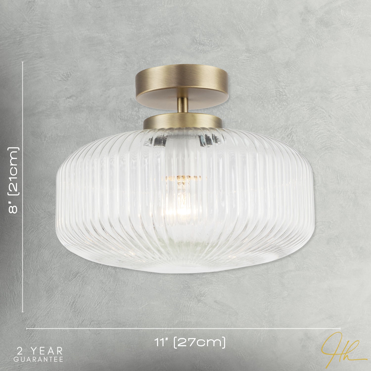 Modern Bathroom Ceiling Light with Clear Fluted Glass in Antique Brass Image 7