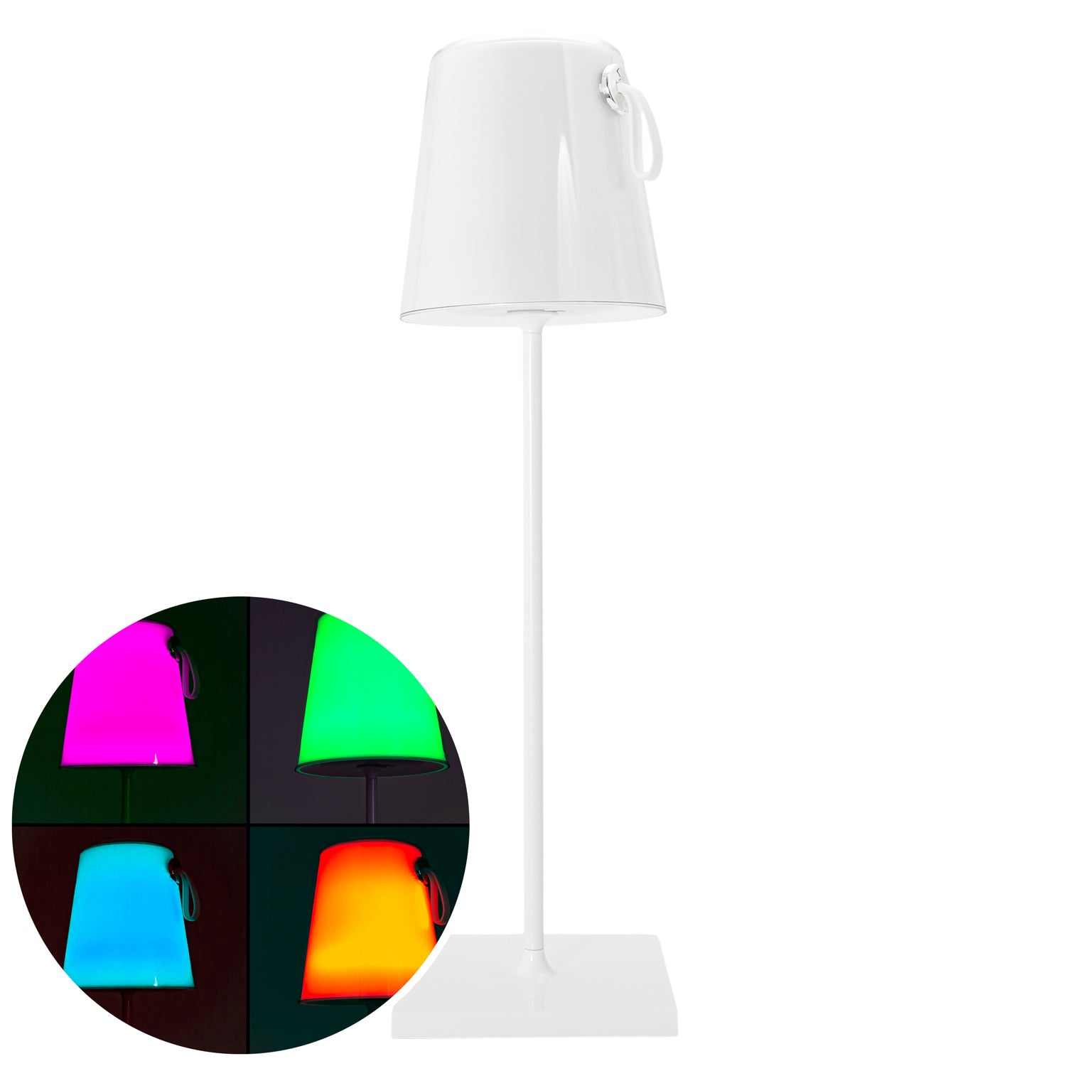 Tall Modern White LED Colour Changing Rechargeable Touch Table Lamp Image 2