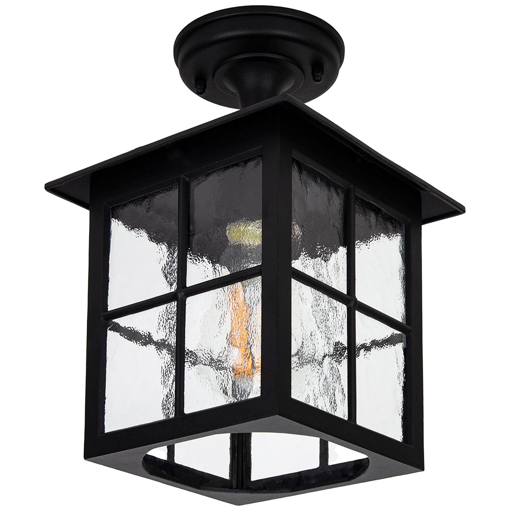 Matt Black Die-Cast Aluminium Traditional Lantern Porch Ceiling Light Fitting Image 5