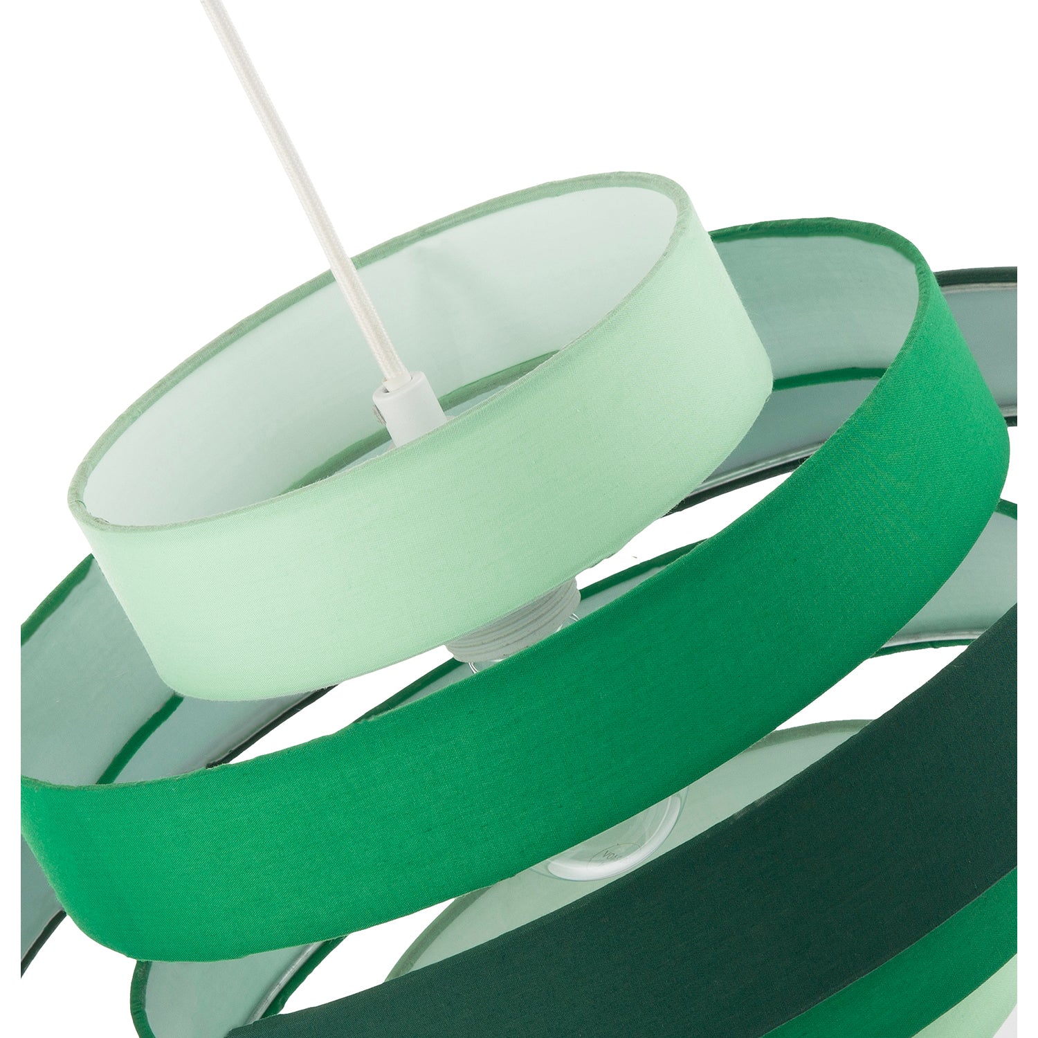 Five Tier Pendant Lighting Shade with Various Green Cotton Rings Image 5