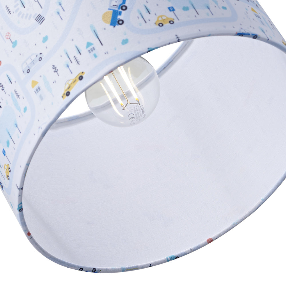 Children's Play Village Lamp Shade - Town City Car Roads Map with Cars & Trucks Image 4