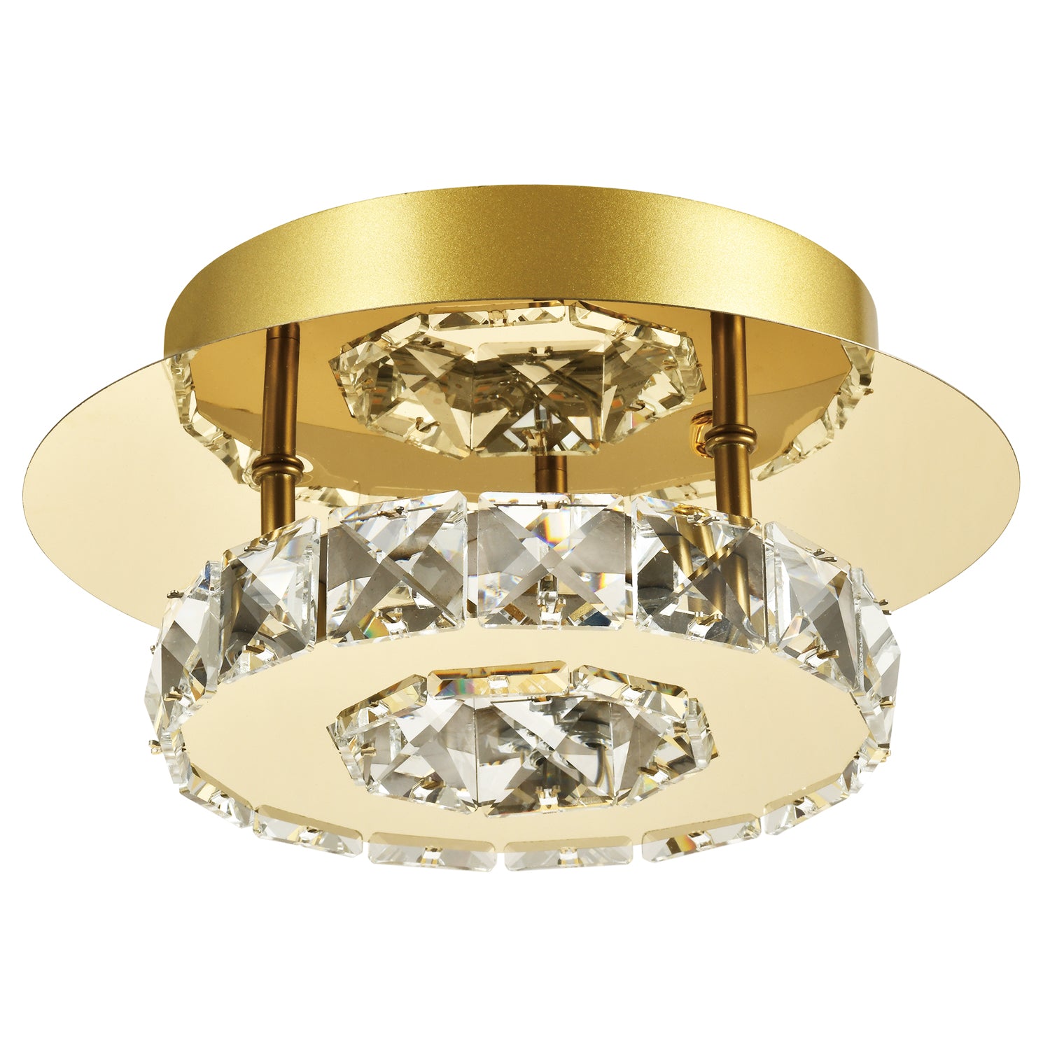 Modern LED Ceiling Light with Gold Plated Metal and Clear Crystal Glass Beads Image 2