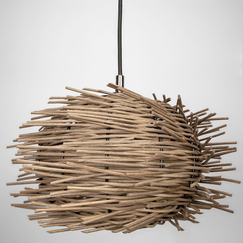 Vintage Nest Designed Natural Brown Rattan Wicker Ceiling Pendant Light Shade Image 7