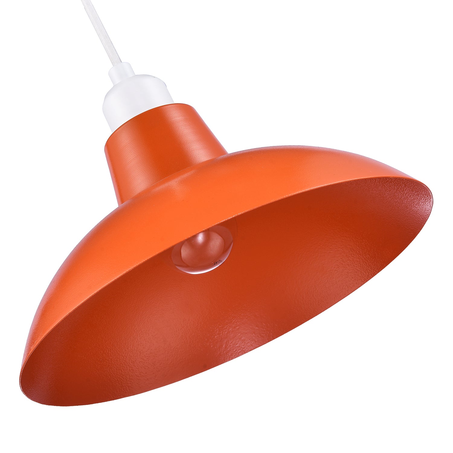 Industrial Retro Designed Matt Vibrant Orange Curved Metal Ceiling Pendant Shade Image 4