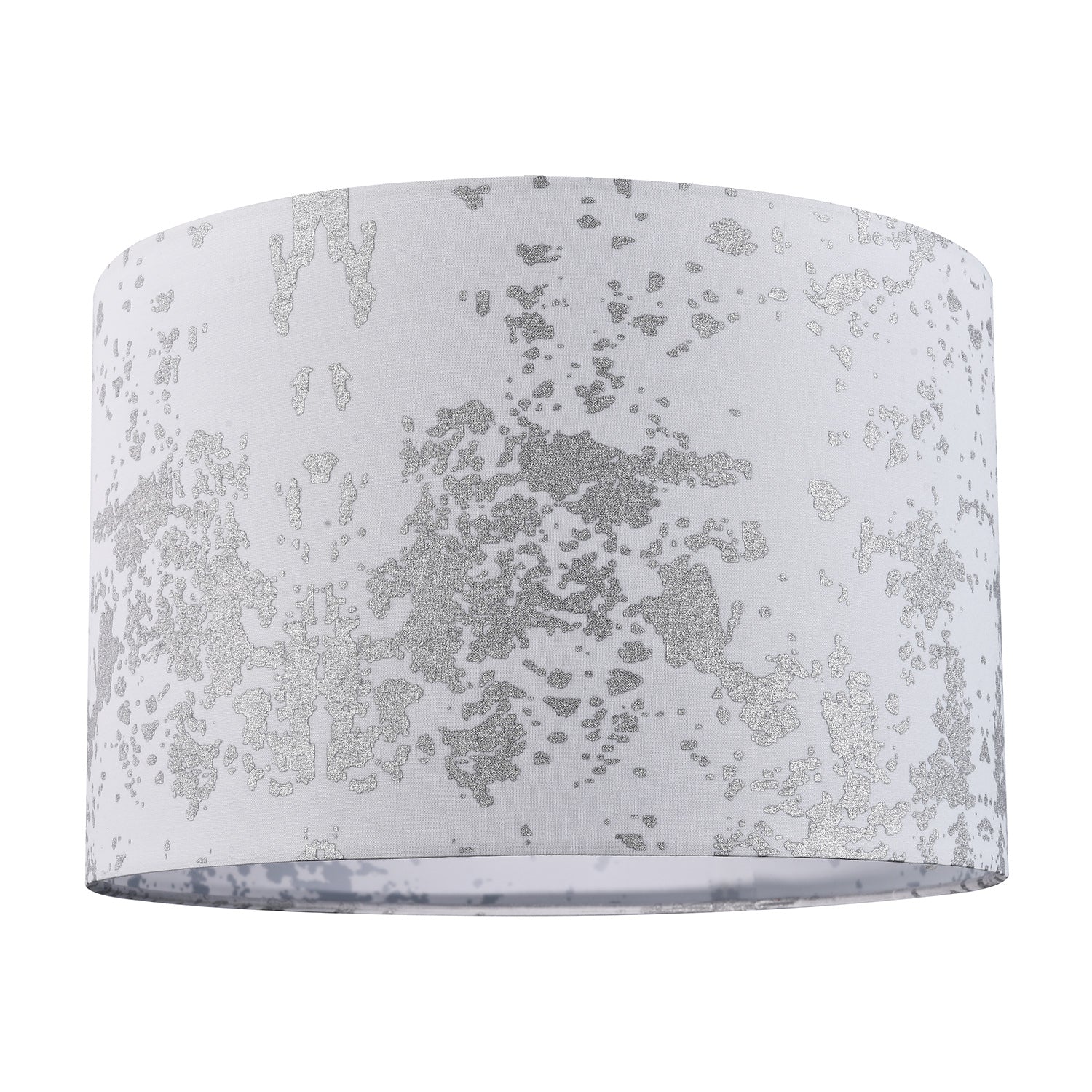 Modern White Cotton Fabric Lampshade with Silver Foil Decor for Table or Ceiling Image 1