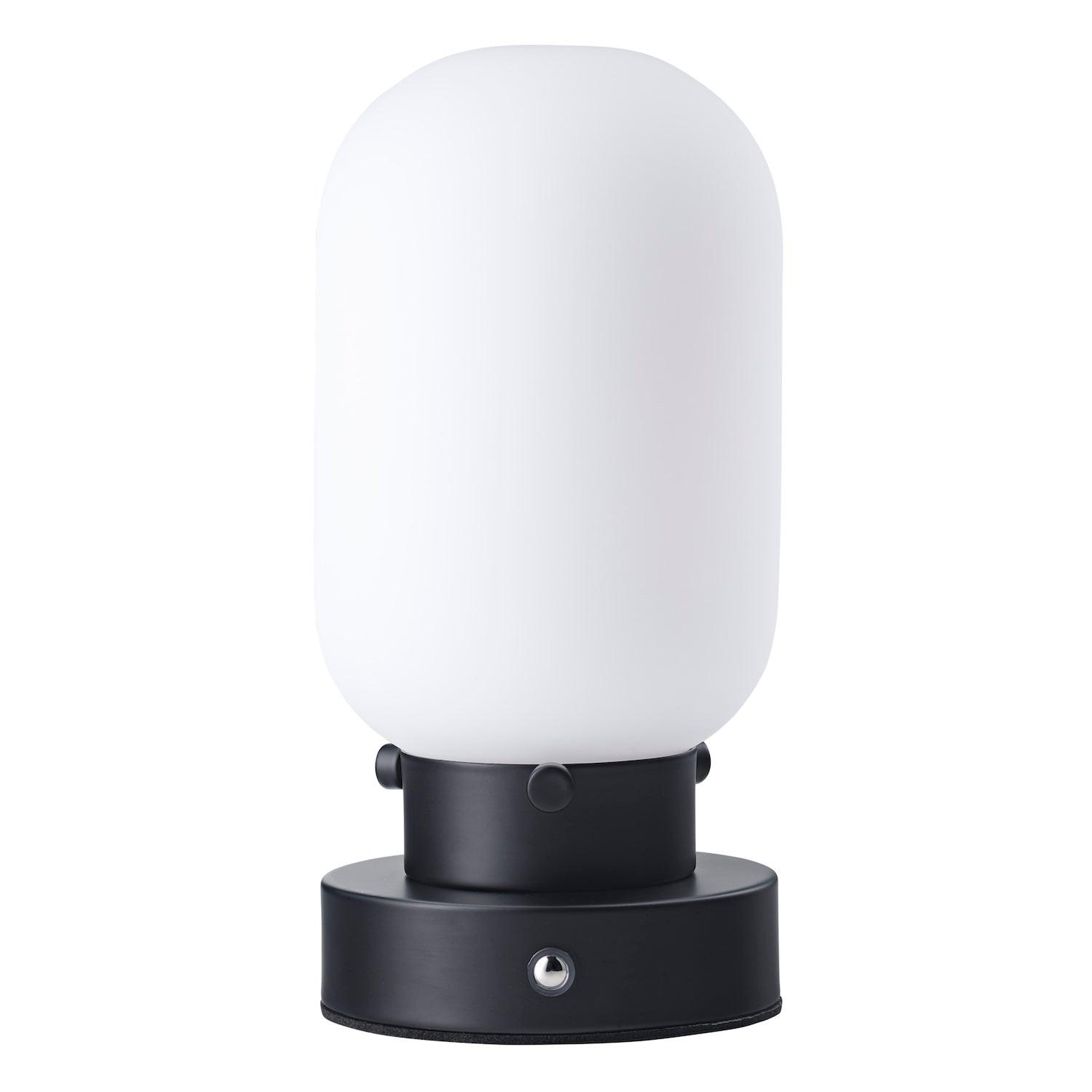 Chic Matte Black Rechargeable Touch Dimmable Table Lamp with Rounded White Shade Image 1