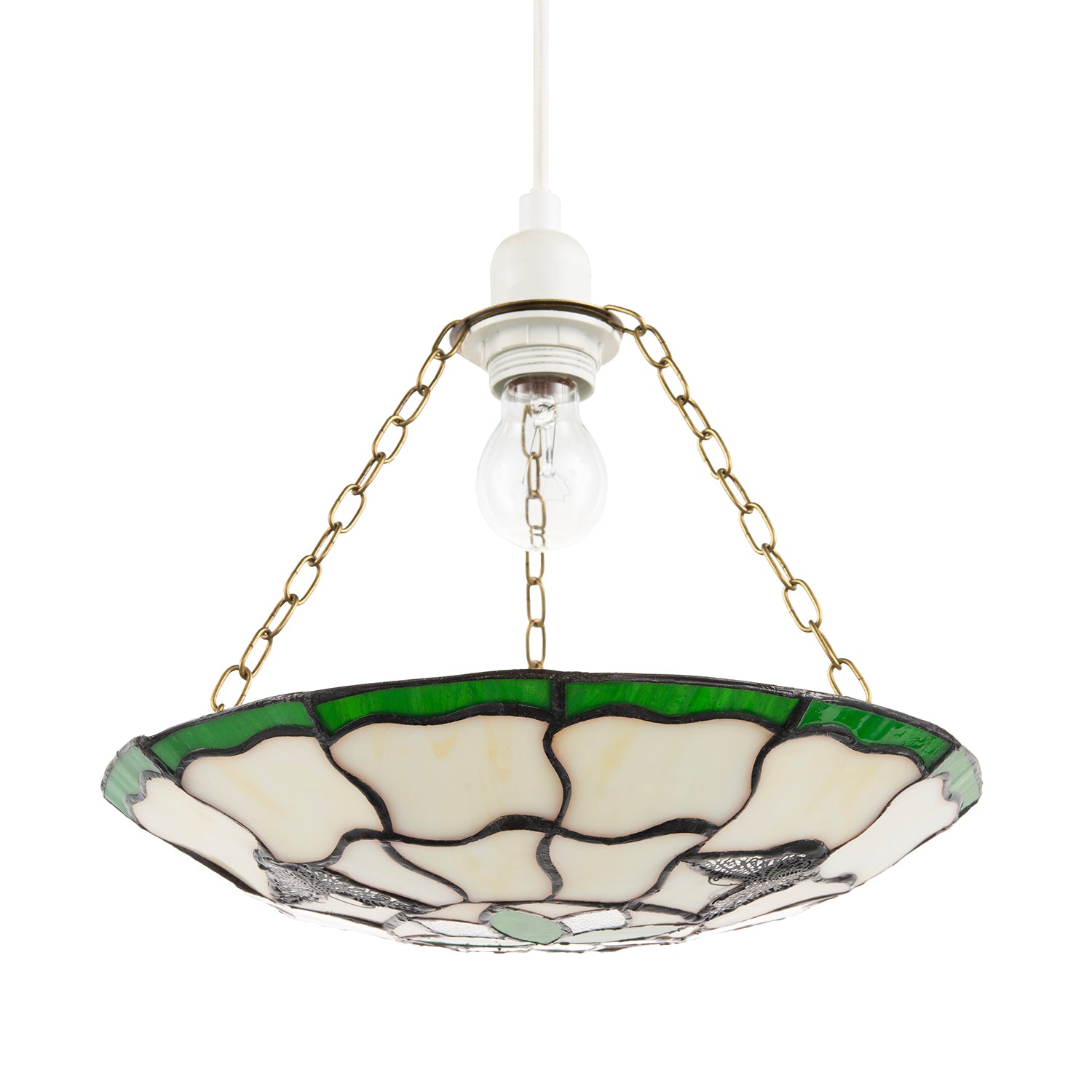 Traditional Butterfly Tiffany Glass Green Pendant Lighting Shade Image 1