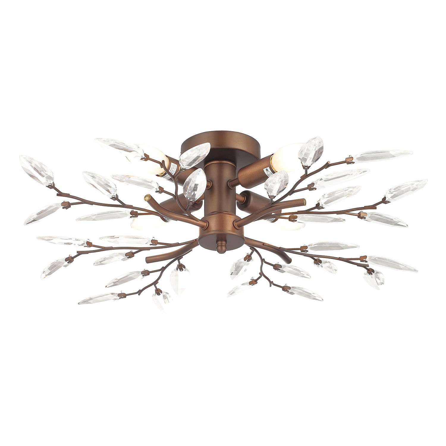 Modern Matt Bronze Branch Ceiling Light Fitting with Transparent Acrylic Leaves Image 2