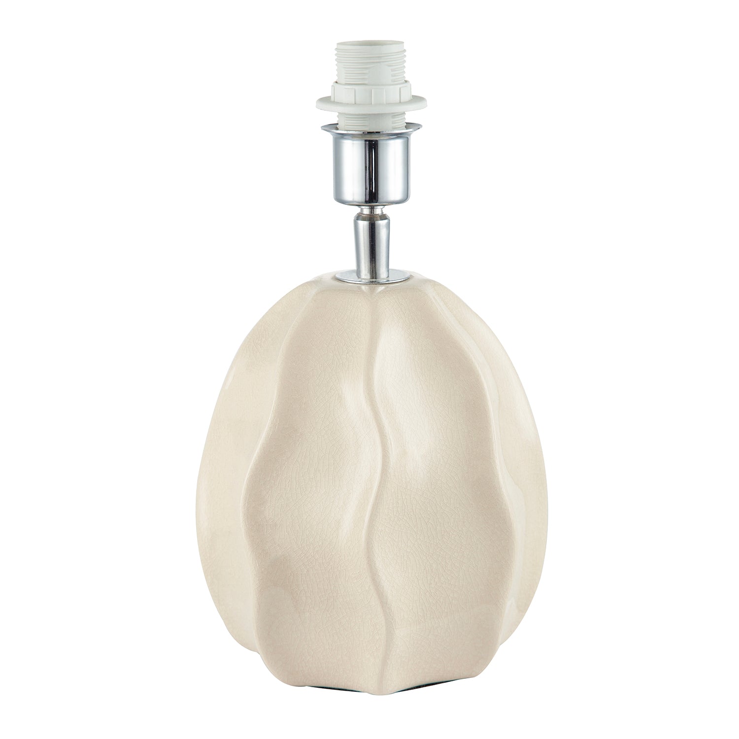 Cream Gloss Ceramic Ripple Effect Table Lamp Base with Crackle Design Image 2