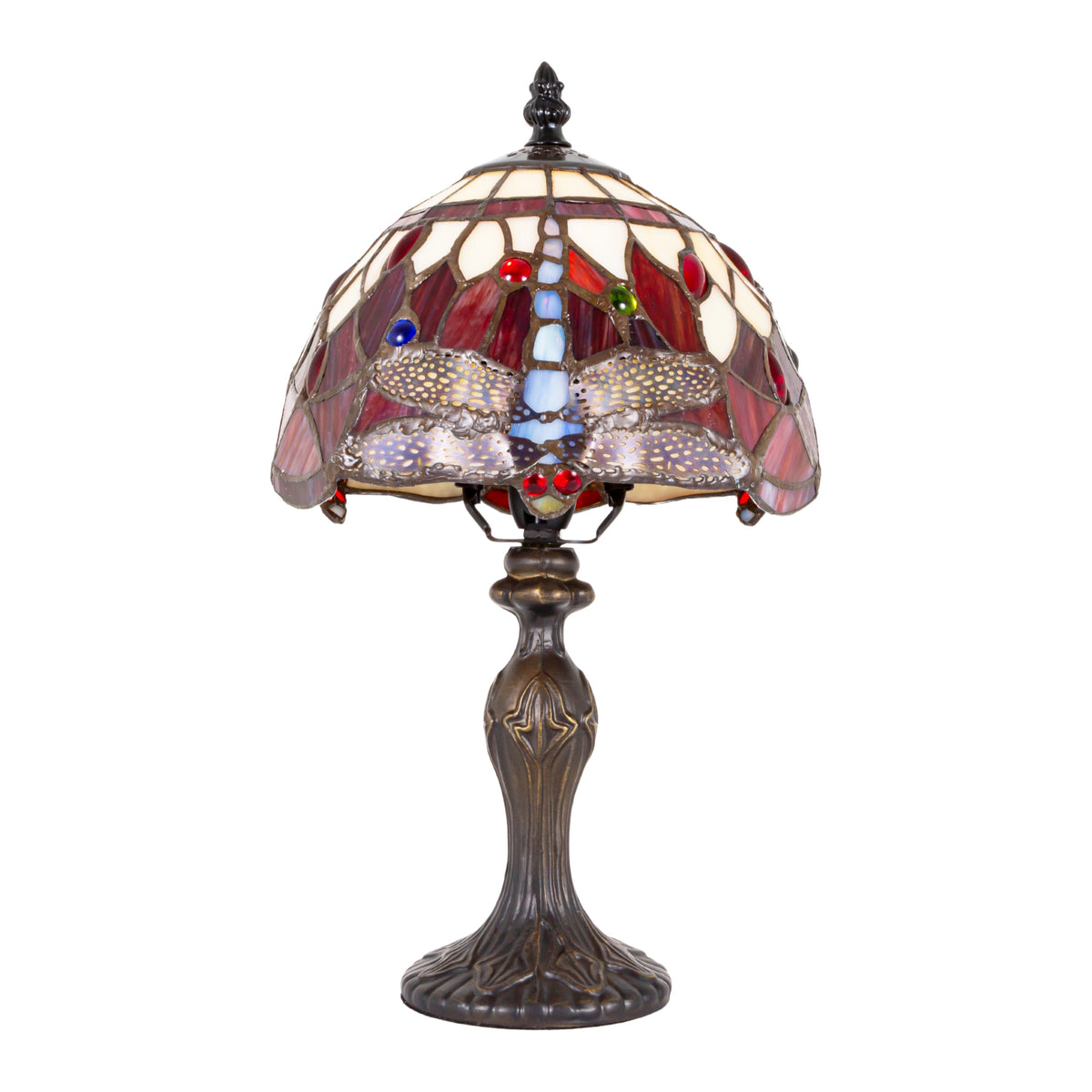 Hand Crafted Stained Glass Dragonfly Tiffany Lamp