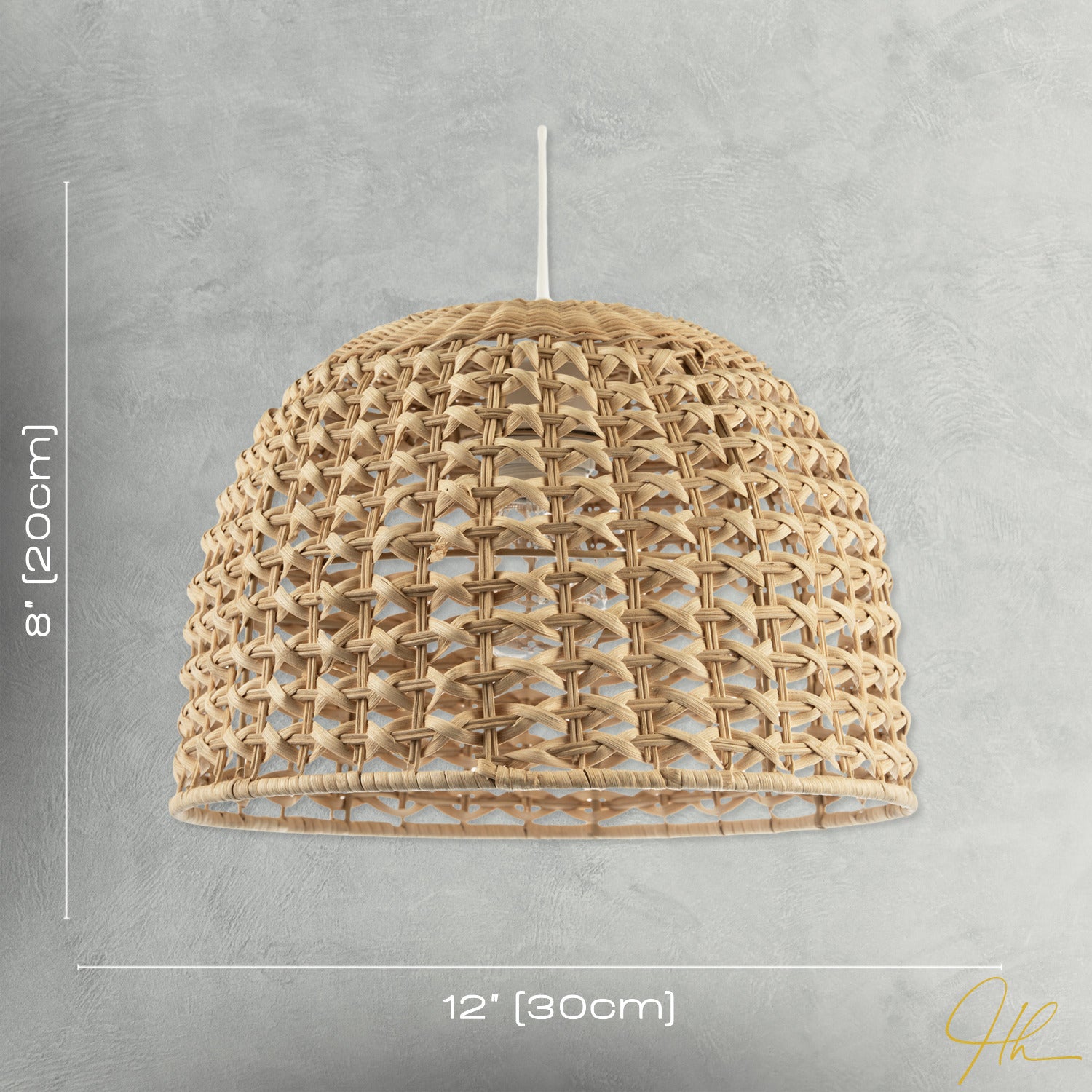 Vintage Intricate Woven Lattice Light Toned Rattan Pendant Light Shade Image 7