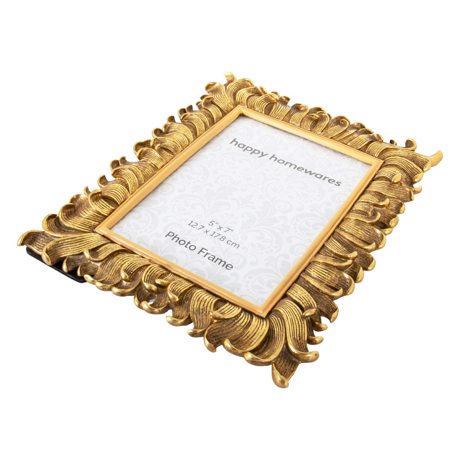 Traditional and Elegant Resin Hand Painted Gold 5x7 Picture Frame with 3D Waves Image 5