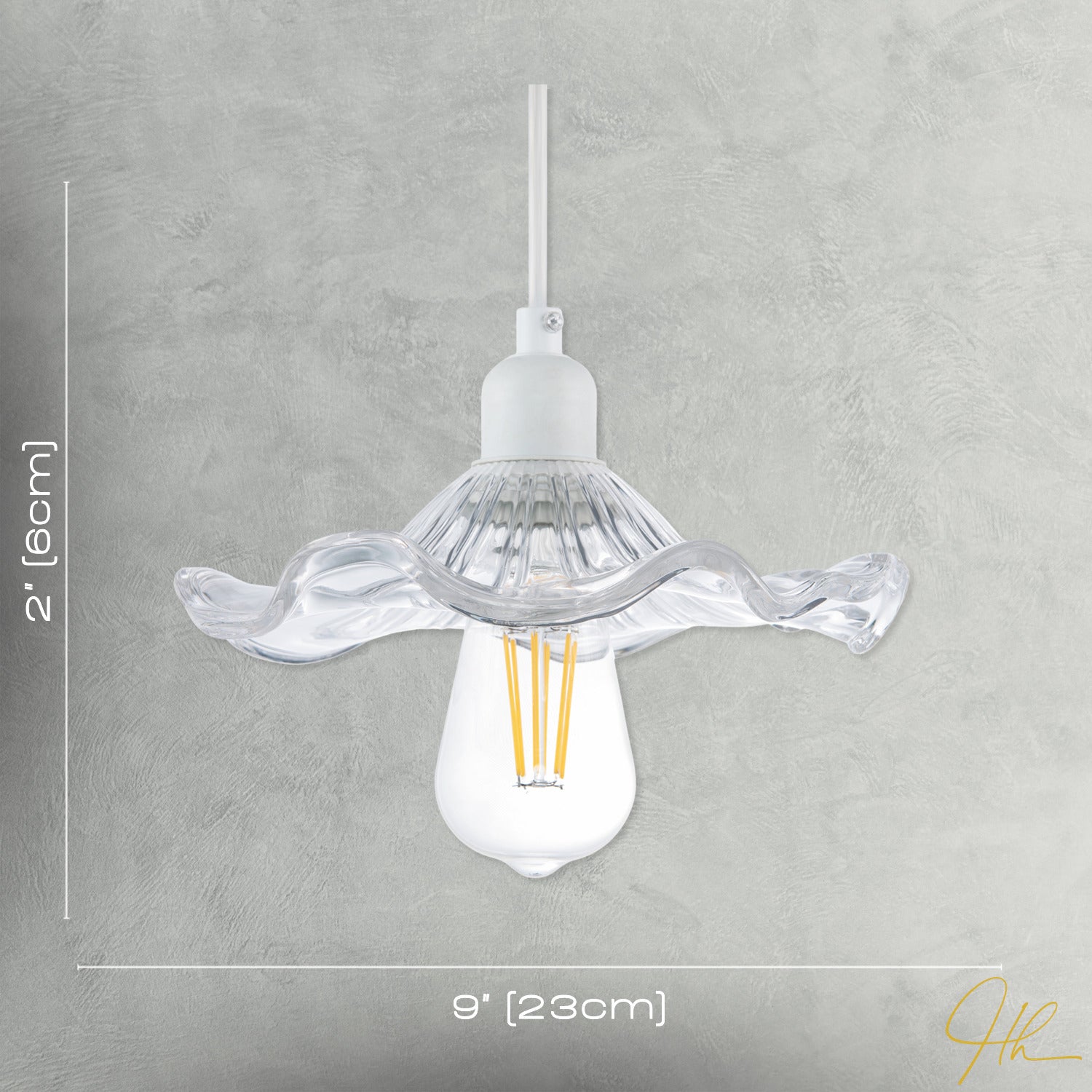 Designer Ribbed Clear Glass Pendant Light Shade with Wavy Ruffled Edge Image 7